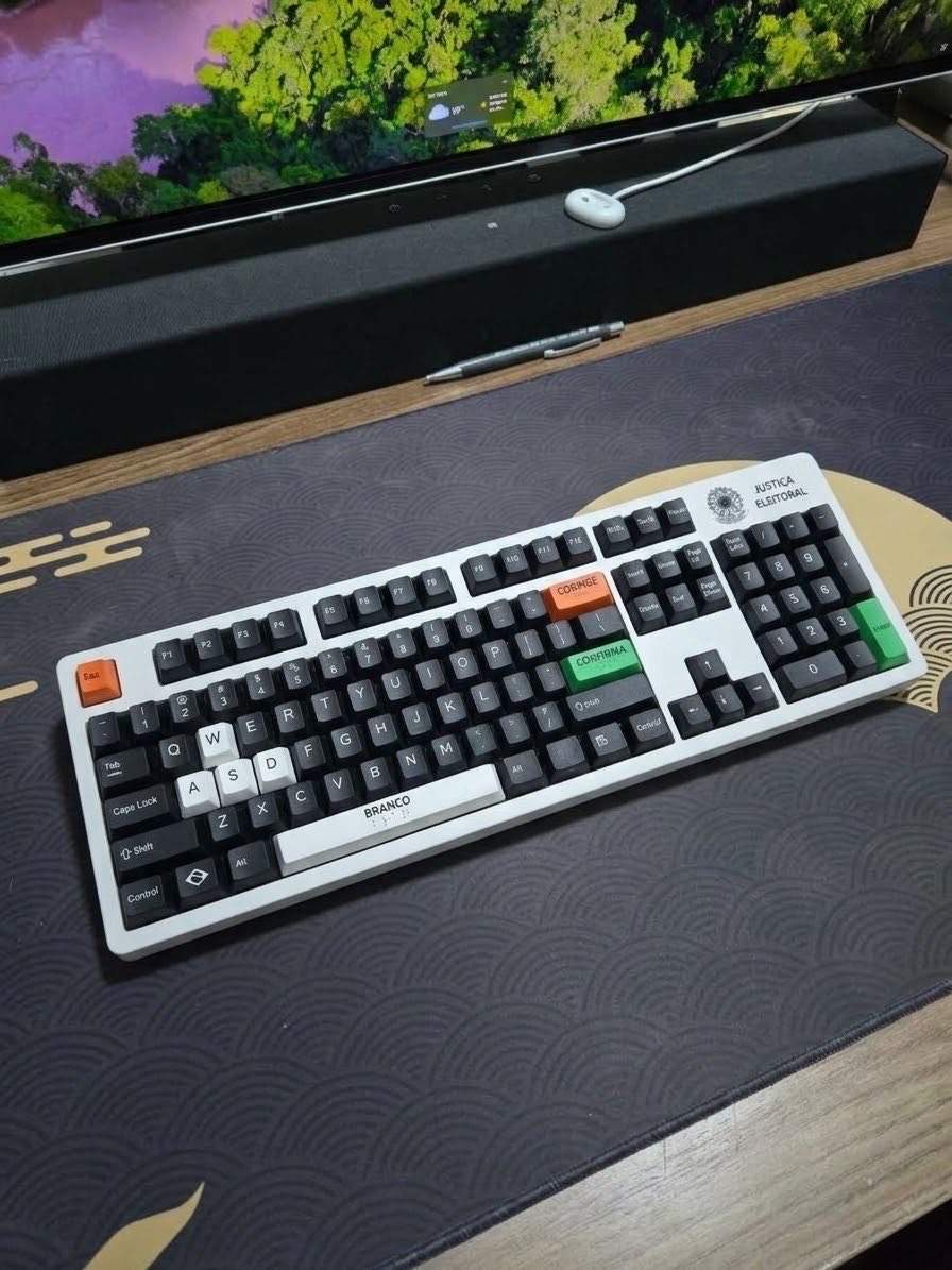 berriel's tweet photo. muito feliz que chegaram minhas keycaps da urna eletrônica https://t.co/4ku17M8ftj