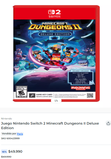 MichiOfertasCL's tweet photo. CYBER PARIS: Juego Nintendo Switch 2 Minecraft Dungeons II Deluxe Edition por $49.990 en paris!

Link directo: https://t.co/t7gensHp5I

#oferta #gaming #nintendo https://t.co/9dRKKoI2EB