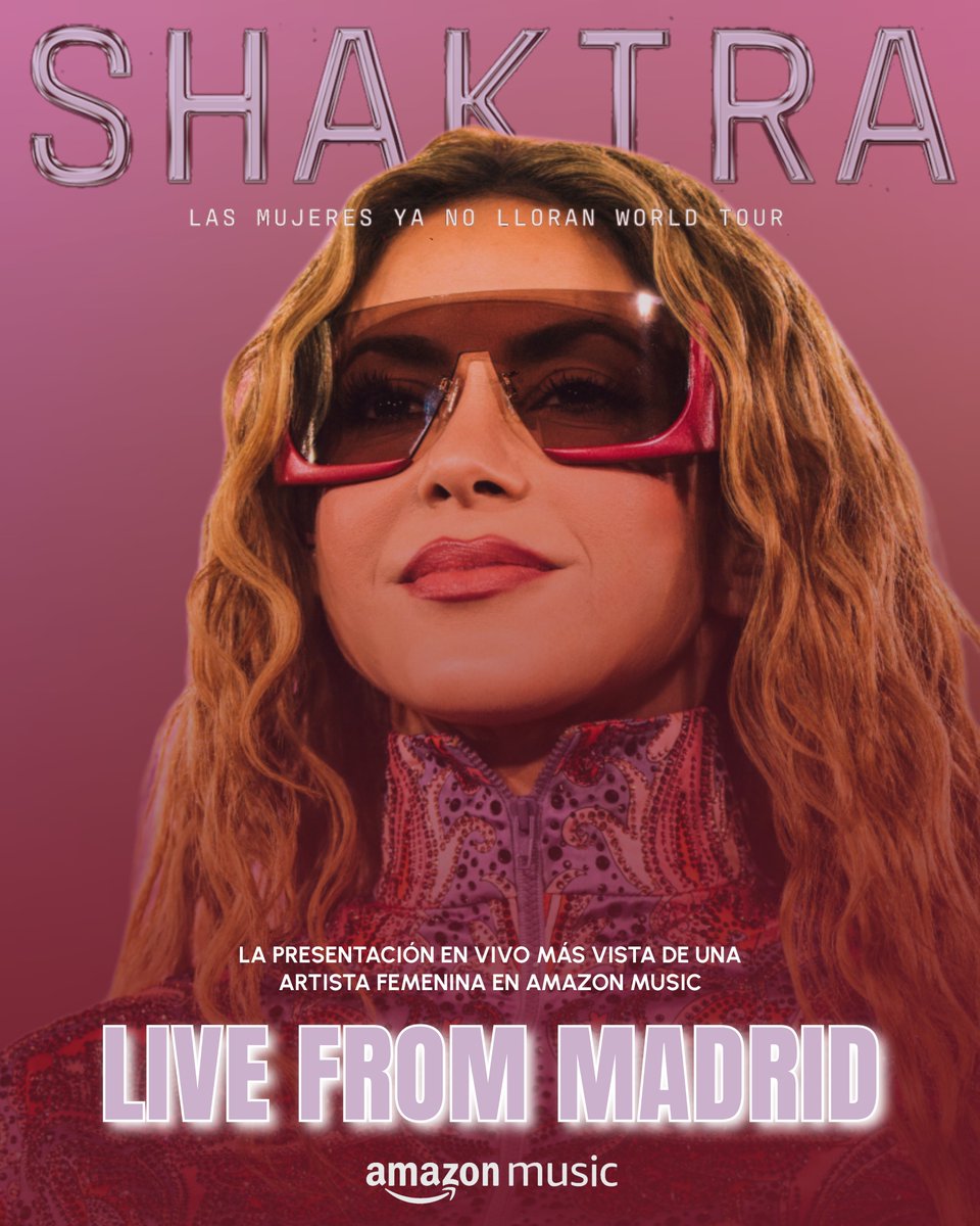 SP_Fabiii's tweet photo. 🌍 | El concierto "Live From Madrid" de Shakira establece un récord al convertirse en la presentación en vivo más vista por una artista femenina en la plataforma de Amazon Music.

Source: Billboard https://t.co/jpnj8rVwVF