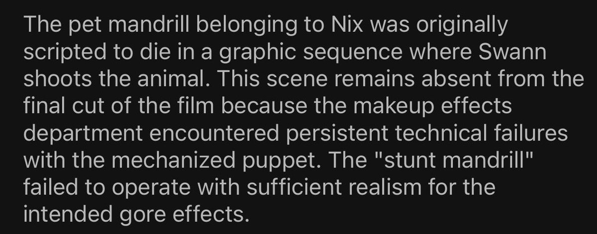 DaveScheidt's tweet photo. Movie magic, baby. God I would have loved to see a janky Mandrill puppet. https://t.co/USJPS6rLSa