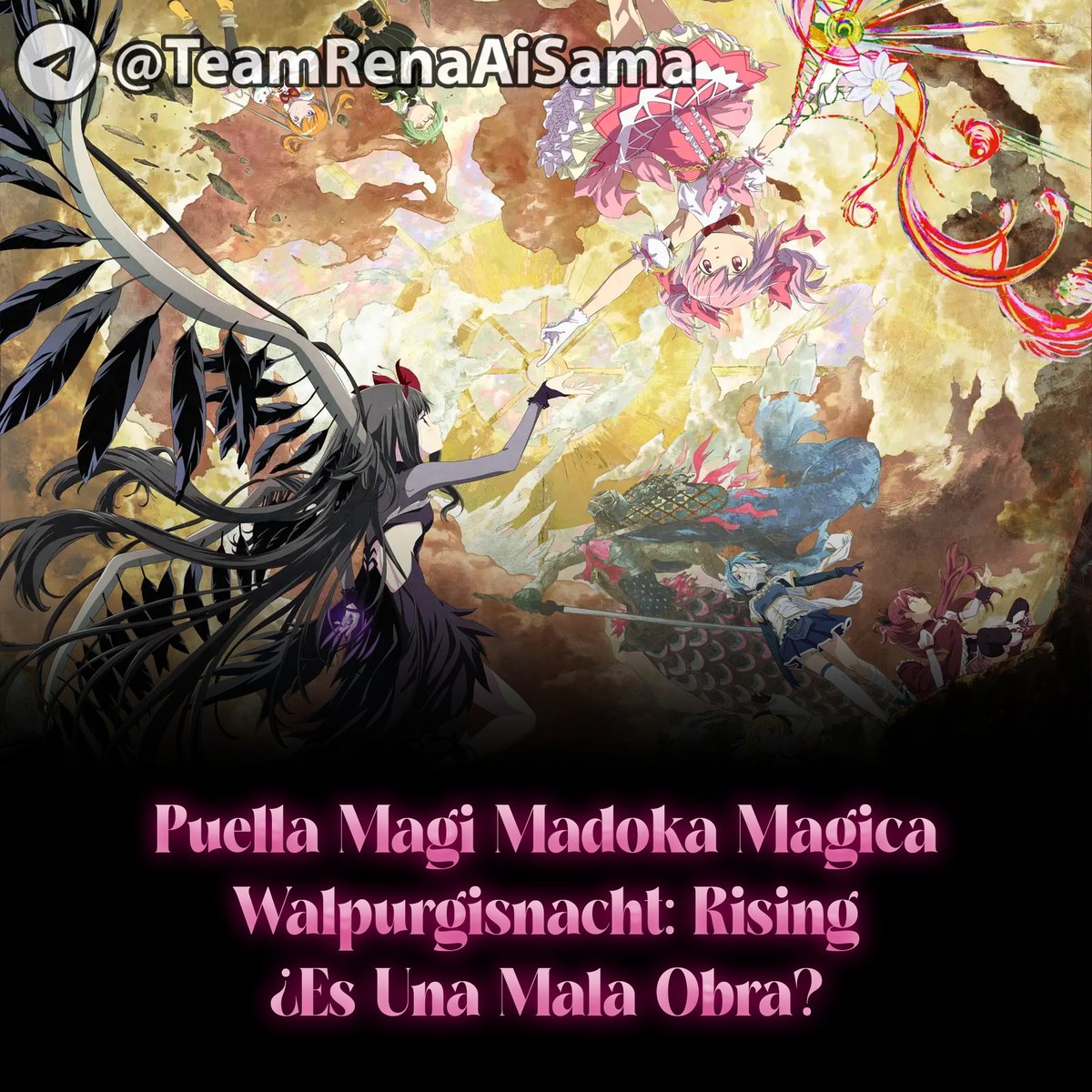TeamRenaAiSama's tweet photo. 🚨🚨Puella Magi Madoka Magica Walpurgisnacht: Rising ¿Es Una Mala Obra? 🚨🚨

AVISO - OPINIÓN CON SPOILERS  (Hilo extenso🧵).

Una vez hecha la advertencia, puedes continuar bajo tu propio riesgo con este análisis de Puella Magi Madoka Magica Walpurgisnacht: Rising, la cuarta película de la franquicia; que por cierto he visto por tercera vez en el cine tal, como indican mis principios de ver 2 o 3 veces una obra para hacer una opinión de la misma, lamentablemente esta obra se niega a cerrar la obra de forma definitiva. A continuación, desmenuzaremos la cinta desde múltiples ángulos: los cimientos construidos por entregas pasadas, su ambiguo final, y la pregunta principal que nos reúne hoy: Walpurgisnacht: Rising, ¿es una mala película?

Quisiera empezar respondiendo a esta interrogante de tajo para no hacer un drama innecesario en la conclusión. La realidad es que no; Walpurgisnacht: Rising no es una mala obra, definitivamente no lo es. Por esa razón, quiero aprovechar esta primera parte para aplaudir las virtudes que aún conserva. Como saben quiénes siguen mis análisis en Telegram o Facebook, hay muchos aspectos que tomo en cuenta antes de emitir un veredicto. Si bien el guion, la dirección y la escritura de personajes son la columna vertebral, también valoro enormemente el apartado técnico: la animación, el soundtrack, la adaptación y el trabajo de los seiyuus.

Para mí, lo más importante en una obra es el mensaje que transmite y la forma en que lo hace. Retomando la poética de Aristóteles, él establecía que el "Espectáculo" (lo visual y lo sonoro) puede ser fascinante, pero el verdadero núcleo de cualquier tragedia es el Mythos (la trama) y la Dianoia (el mensaje/pensamiento). Hay animes con mensajes profundos, pero con medios difusos para entregarlos, y otras obras con pensamientos y mensajes más sencillos, pero en empaques perfectos que se trasmiten y llegan a uno. Hay una brecha abismal entre ambas.

Ahora bien, centrándonos puramente en la forma de Walpurgisnacht: Rising, debo destacar por encima de todo el increíble y magistral trabajo de Yuki Kajiura en la banda sonora. Seamos claros: Kajiura es fácilmente top 5 de las mejores compositoras y compositores de Japón, por lo que es normal que sus trabajos sean sublimes. En este caso, lo hace por escándalo; no hay fallas. El soundtrack es maravilloso y reafirma un hecho innegable: Madoka sigue teniendo la mejor música dentro del género mahou shoujo (y mira que la dupla de Yuuki Yuuna con Keiichi Okabe le hace una competencia increíble). Aun así, Madoka retiene la corona. Y si alguien viene a llorar por que no está ClariS, primero ya ni esta la formación original y segundo Yuki le da diez vueltas a ClariS.

En cuanto a las actuaciones de voz, el trabajo de Chiwa Saitou vuelve a ser, sin que nadie pueda cuestionarlo, excelente. Cuando se trata de ser la representación vocal de la compleja psique de Homura, Saitou se roba el reflector, aunque bueno ya hablaremos de Homura... Sin embargo, fuera de la música y la actuación, no hay tanto que celebrar. Al llegar al apartado de animación, conservamos ese diseño onírico con el uso del collage y la técnica mix-media tan heredera del expresionismo alemán. Si bien siento que faltaron más planos experimentales o avant-garde como los que vimos en Rebellion, la animación sigue a la altura de lo que esperamos del estudio Shaft. Las escenas de batalla, aunque narrativamente flojas por problemas de guion, se mantienen vistosas; en términos sencillos, las "lucecitas" y el dinamismo de un shounen de peleas al estilo Kimetsu están presentes, y eso no es en absoluto algo negativo. La dirección de arte, si bien es la más débil de las cuatro películas, no deja de ser competente.

Honestamente, creo que en aspectos técnicos es una cinta sólida. Si ignoras por completo todo lo que vamos a discutir a continuación, podríamos decir que es una obra decente para apagar el cerebro y comer palomitas un fin de semana. Pero, lamentablemente, no estamos hablando de un shounen de batallas genérico, estamos de hablando de Madoka y aquí si es un insulto rebajar a esta obra a un “ignora todo y ve las peleítas”, lo siento, pero los aspectos técnicos y un soundtrack inmaculado no pueden tapar el vacío argumental y destrucción de una narrativa magistral que se tejió en el pasado.

Solo quería dejar claro que, entre todo el desastre, hay piezas rescatables. No comparto la idea de odiar desproporcionadamente a esta obra solo porque no cumplió las expectativas o porque dinamitó aspectos clave de la serie original. No es la primera vez que esto me sucede con una franquicia que aprecio (Code Geass lo hizo, Love Live lo hizo, y la lista sigue), pero hay que aprender a valorar el producto en su conjunto. Y cuando algo se hace mal, se tiene que decir, aun cuando esto arrastre el legado de la serie. Por mis principios como espectadora, me es imposible simplemente mirar hacia otro lado. Por esa razón, es imperativo que hablemos de los errores garrafales que aplastaron a esta obra. Hablemos del problema de forzar la complejidad.

⬇️⬇️⬇️SIGUE ⬇️⬇️⬇️
#Madoka #walpurgisnacht #anime #opinion #reseña #opinionanime #reseñaanime #movie