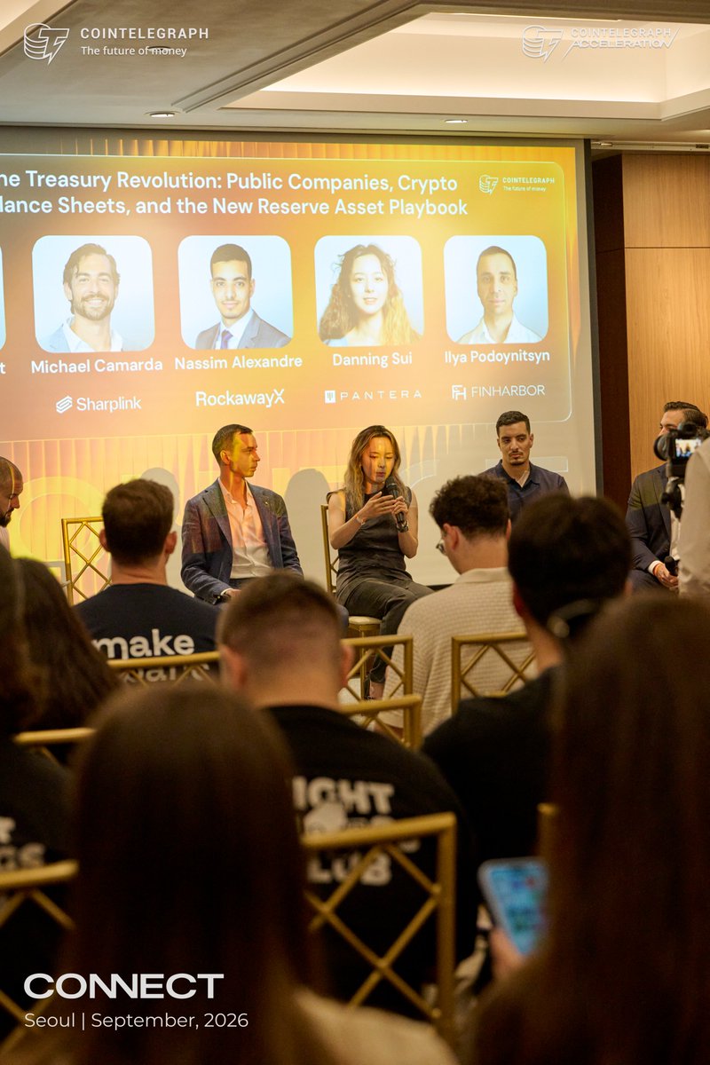 FinHarbor's tweet photo. At #CONNECT by @Cointelegraph: Seoul Edition, @FinHarbor joined the conversation around one of the most important shifts in corporate #crypto adoption: digital assets moving from a pure investment thesis into treasury strategy and balance-sheet management.

Our Co-Founder and CEO, Ilya Podoynitsyn, took part in the panel “The Treasury Revolution: Public Companies, Crypto Balance Sheets, and the New Reserve Asset Playbook” alongside leaders from @Sharplink, @RockawayX, and @PanteraCapital. 

The discussion went beyond the question of whether companies should hold #Bitcoin. The more difficult questions are operational: how to manage liquidity and risk, how treasury processes change once on-chain activity is introduced, and what infrastructure companies need to operate safely across traditional finance and digital assets. For us, that is where much of the real work begins.

Thank you to @Cointelegraph and the #CONNECT team for bringing together such a strong group of speakers and participants in Seoul. A few moments from the event below.

#CONNECT #Cointelegraph #KoreaBlockchainWeek #KBW2026 #FinHarbor