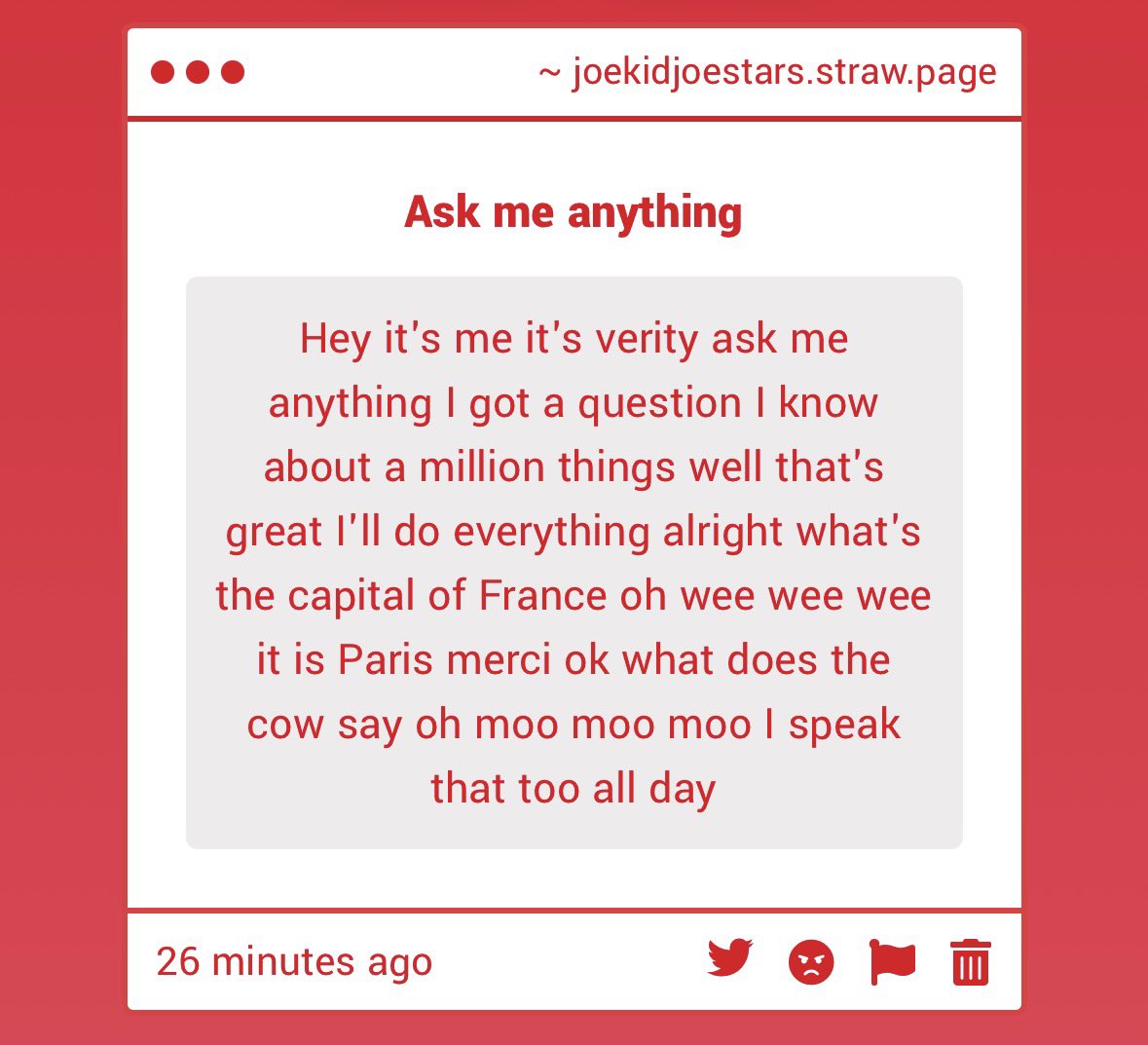 johnnyjoekid7's tweet photo. What the fuck is this? And its oui, not wee. I don’t want to ask you anything. Don’t write me anything anymore. https://t.co/2bYoSJChy4