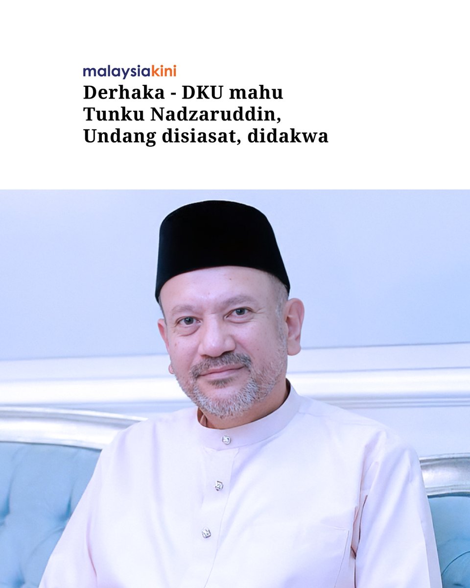 mkini_bm's tweet photo. Dewan Keadilan dan Undang Negeri Sembilan (DKU) menuduh Tunku Nadzaruddin Tuanku Ja’far, yang turut menuntut takhta negeri itu, melakukan penderhakaan dan kesalahan jenayah.

DKU turut mahu Undang yang kedudukan mereka dipertikaikan disiasat dan didakwa atas kesalahan menderhaka.

Gesaan itu menandakan tuntutan langsung campur tangan kerajaan persekutuan oleh pihak yang menyokong Tuanku Muhriz Tuanku Munawir, yang kedudukannya sebagai pemerintah dicabar, selepas usaha serupa dilakukan kumpulan pesaing.

Berita penuh: https://t.co/IYX2vFIftT