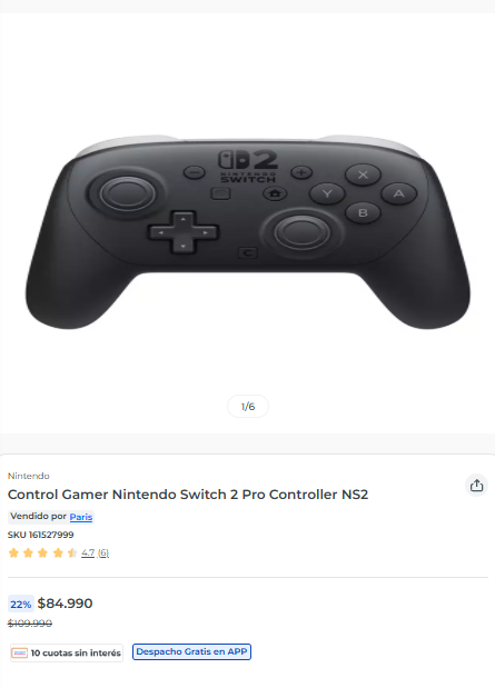 MichiOfertasCL's tweet photo. CYBER PARIS: Control Gamer Nintendo Switch 2 Pro Controller NS2 por $84.990 en paris!

Link directo: https://t.co/PuG8qVeKsg

#ofertas #cyber #nintendo #cyberday #paris https://t.co/lekeJqOO8Y