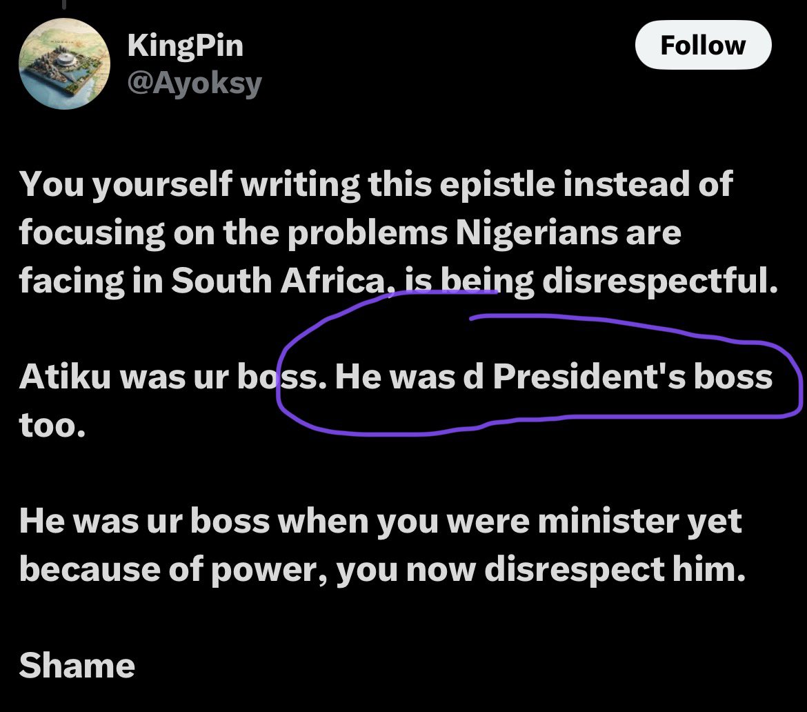 AborishadeMusa's tweet photo. @Ayoksy @realFFK @atiku When did he employ or appoint the president? https://t.co/HGgL5kBOXF