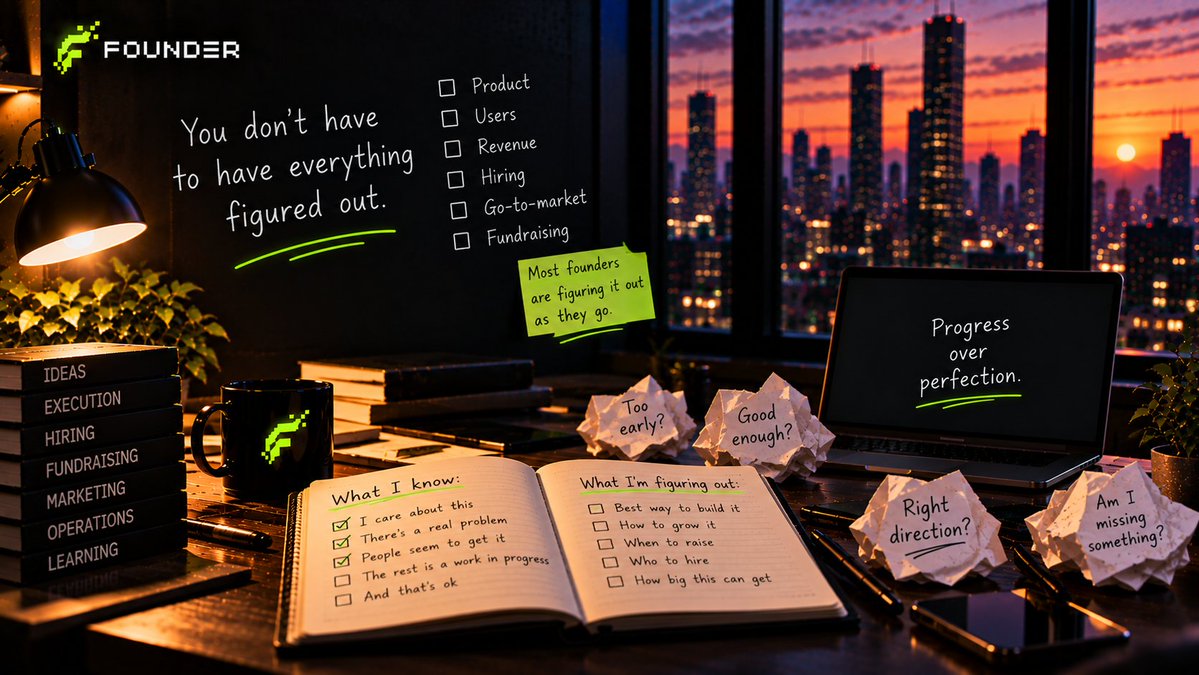 FounderOnChain's tweet photo. Building a company shouldn't require pretending you have everything figured out. 

Most founders don't. https://t.co/VYZwnWb3iS
