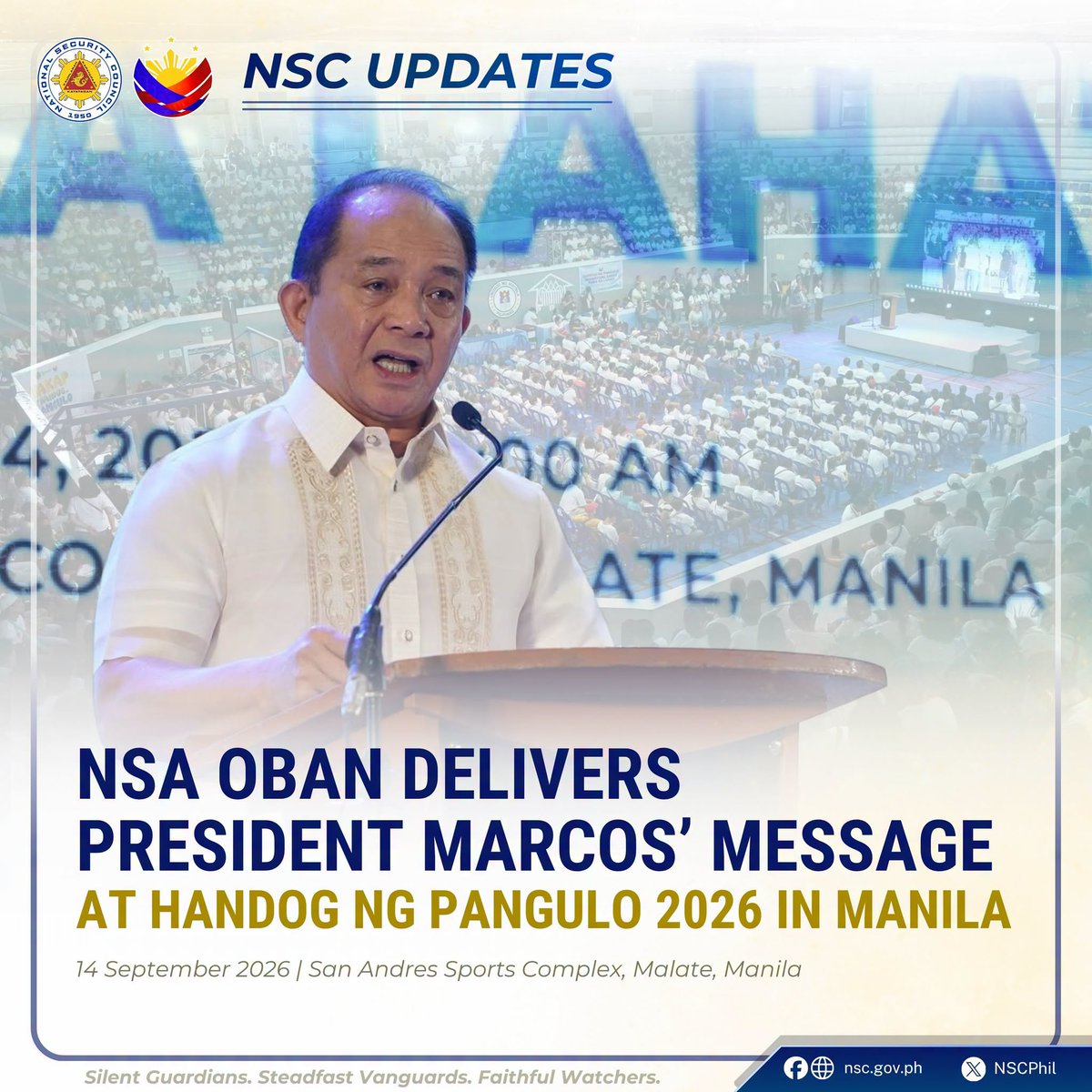 NSCPhil's tweet photo. 𝐍𝐒𝐀 𝐎𝐛𝐚𝐧 𝐝𝐞𝐥𝐢𝐯𝐞𝐫𝐬 𝐏𝐫𝐞𝐬𝐢𝐝𝐞𝐧𝐭 𝐌𝐚𝐫𝐜𝐨𝐬’ 𝐦𝐞𝐬𝐬𝐚𝐠𝐞 𝐚𝐭 𝐇𝐚𝐧𝐝𝐨𝐠 𝐧𝐠 𝐏𝐚𝐧𝐠𝐮𝐥𝐨 𝟐𝟎𝟐𝟔 𝐢𝐧 𝐌𝐚𝐧𝐢𝐥𝐚

READ MORE: https://t.co/cTA1TaSUWJ

#NSCPhilippines https://t.co/VBQVytBH2d