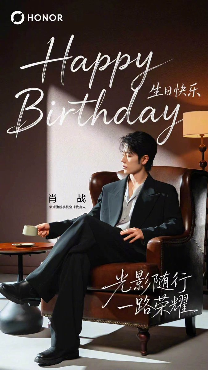 XiaoZhan_OFC's tweet photo. 【261005 Birthday】 

#Happy35thBirthdayXiaoZhan
#XiaoZhan #肖战

HONOR Weibo updated:

Wishing HONOR flagship smartphones global ambassador Xiao Zhan a very happy birthday! May every step we take lead toward the light. https://t.co/YofoGTHgMO