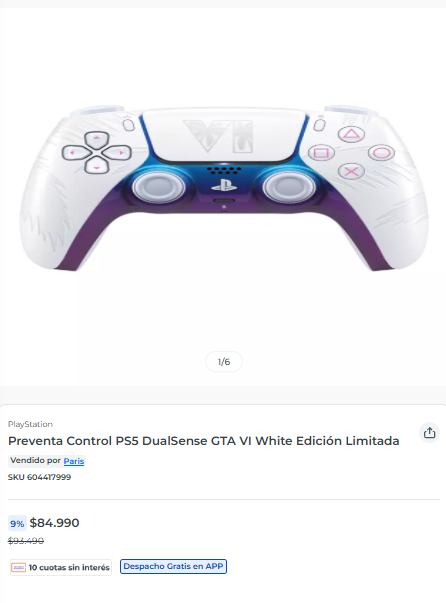 MichiOfertasCL's tweet photo. CYBER PARIS: Preventa Control PS5 DualSense GTA VI White Edición Limitada por $84.990 en paris!!

Link directo: https://t.co/B4iu7hbF5N

#oferta #cyberday #cyber #paris #ps5 #gta6 https://t.co/0zTrmuZYUF
