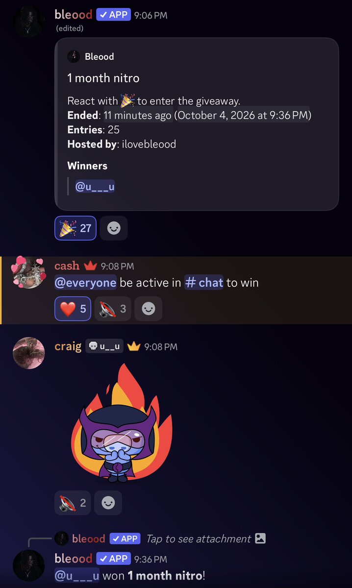 pourthejuice's tweet photo. hosted another discord nitro gw im /bleood join up if you wanna win more gws like this guy🦭🩸 https://t.co/WNdPC45ofZ