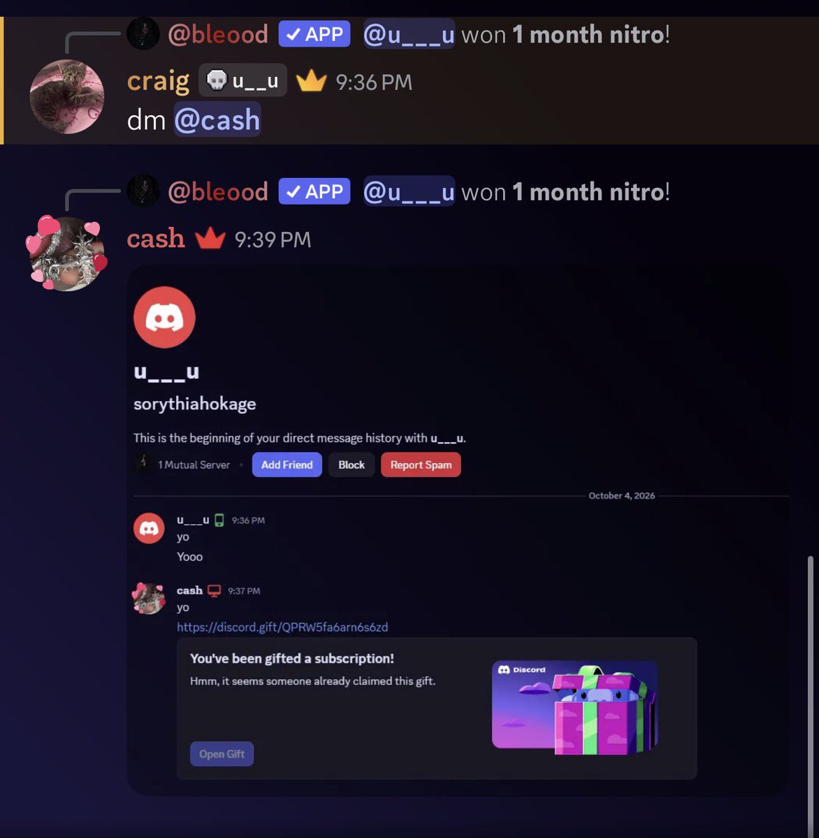 pourthejuice's tweet photo. hosted another discord nitro gw im /bleood join up if you wanna win more gws like this guy🦭🩸 https://t.co/WNdPC45ofZ
