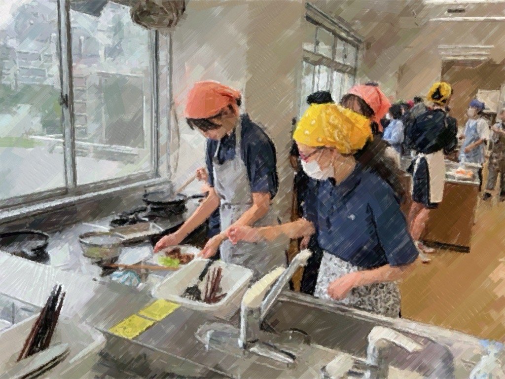 roppongi_jhs's tweet photo. 9.30 調理実習「豚肉の生姜焼き🐽」
２年生のエプロン姿がとてもかわいらしい☺
食材や調味料の確認、火加減の確認、一つ一つの作業に真剣に楽しく取り組む姿がナイスです👍
ぜひ今回学んだことを生かして、自宅でも料理にチャレンジしてみてください✨
家族に生姜焼きを振る舞えたら素敵ですね🍳 https://t.co/JNt10MdZkq