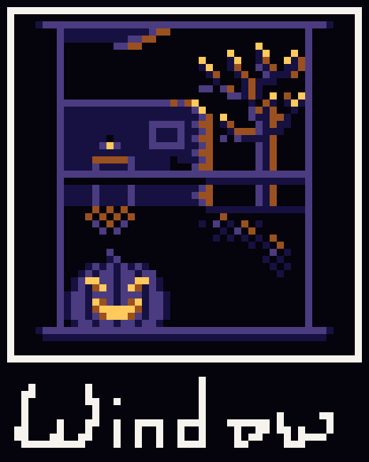 wakujuz's tweet photo. I was going for a gloomy sunset. Didn't quite nail it but I like the window pumpkin and some of the shading on the tree.
#spooptober
48x48 https://t.co/kKiOaaq9DK