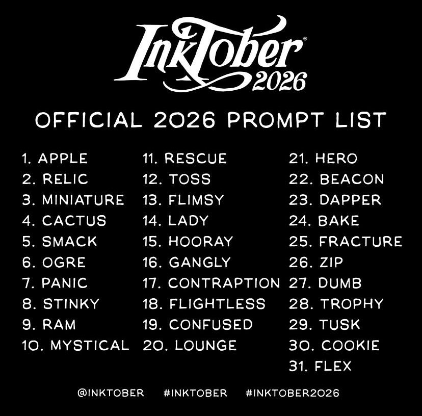 AMOGUSsparkles's tweet photo. Finally posting these 4 days late #INKtober #INKtoberday1 #INKtober2026 #apple @inktober https://t.co/X6CU2DElI2