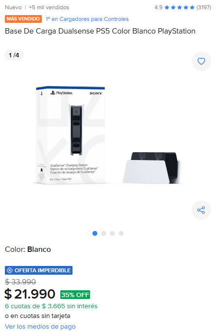 MichiOfertasCL's tweet photo. CYBER MERCADO LIBRE: Base De Carga Dualsense PS5 Color Blanco PlayStation por $21.990 en la tienda oficial de playstation en mercado libre!

Link directo: https://t.co/y3bWVTZldc
#playstation #cyber #cyberday #oferta https://t.co/H1KSr9zVrb