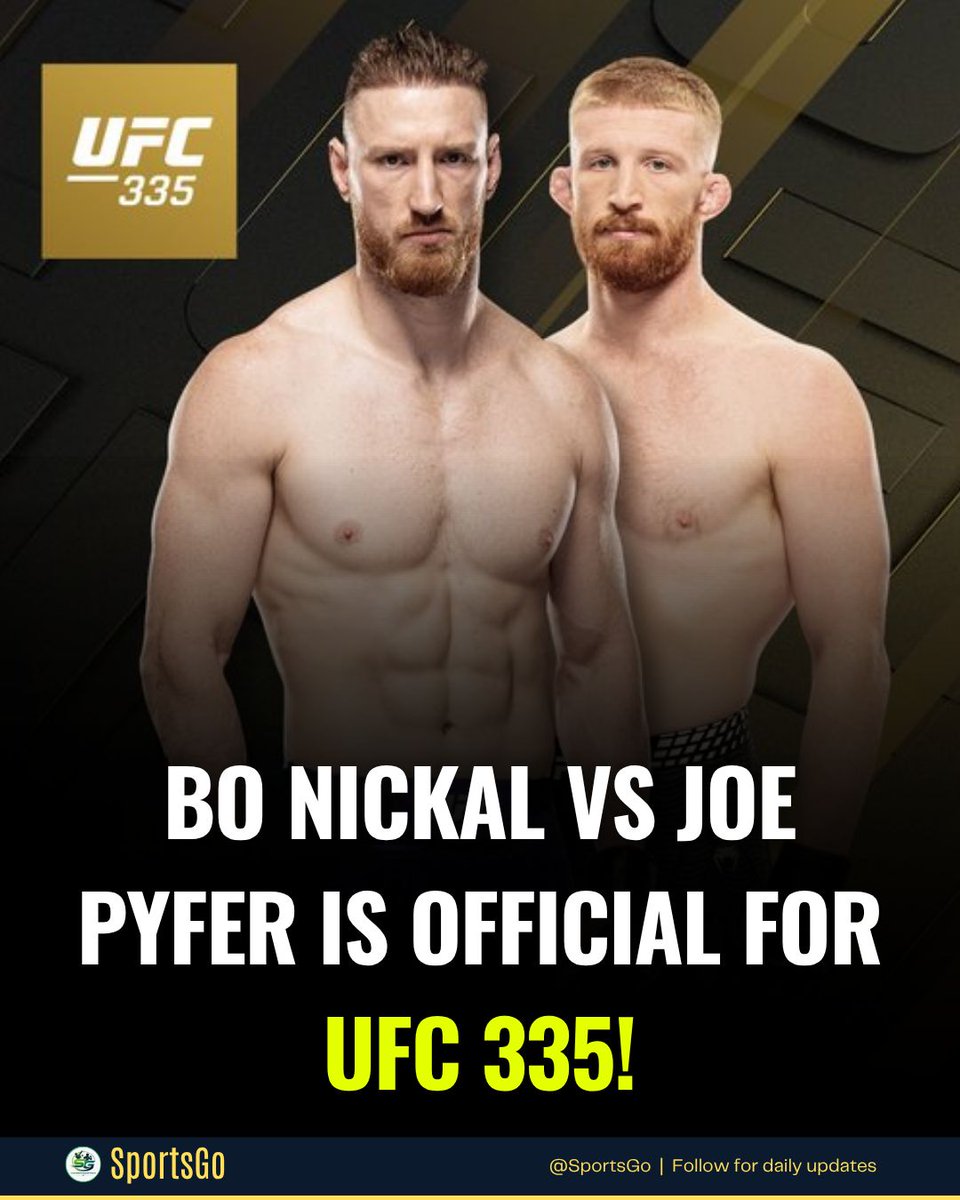 SportsGo9's tweet photo. BO NICKAL JUST GOT HIS BIGGEST UFC TEST YET. ๐ฅ
Bo Nickal and Joe Pyfer are officially set to clash at UFC 335 on December 12 at T-Mobile Arena in Las Vegas.
#BoNickal #JoePyfer #UFC335 #UFC #MMA https://t.co/cjX8LurNW4