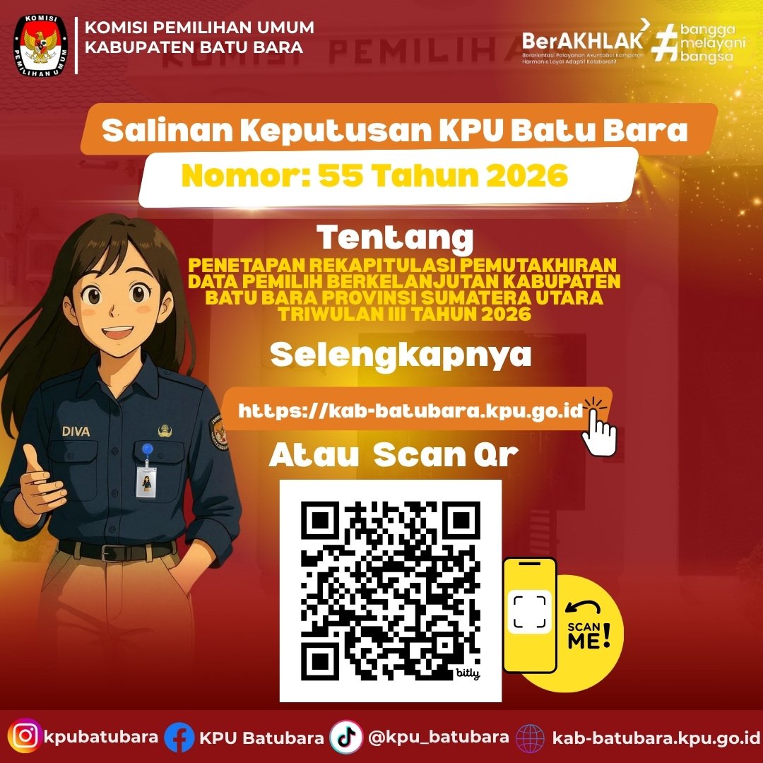 KpuBatubara's tweet photo. Selengkapnya ayo kunjungi di Website KPU Kabupaten Batu Bara

https://t.co/I1oy6tVATT

Atau scan qr pada fleyer diatas ya #TemanPemilih

Pastikan kamu juga terdaftar sebagai pemilih ya.

#KPUMelayani
#KPUBatubara https://t.co/UnMTT9xBdZ