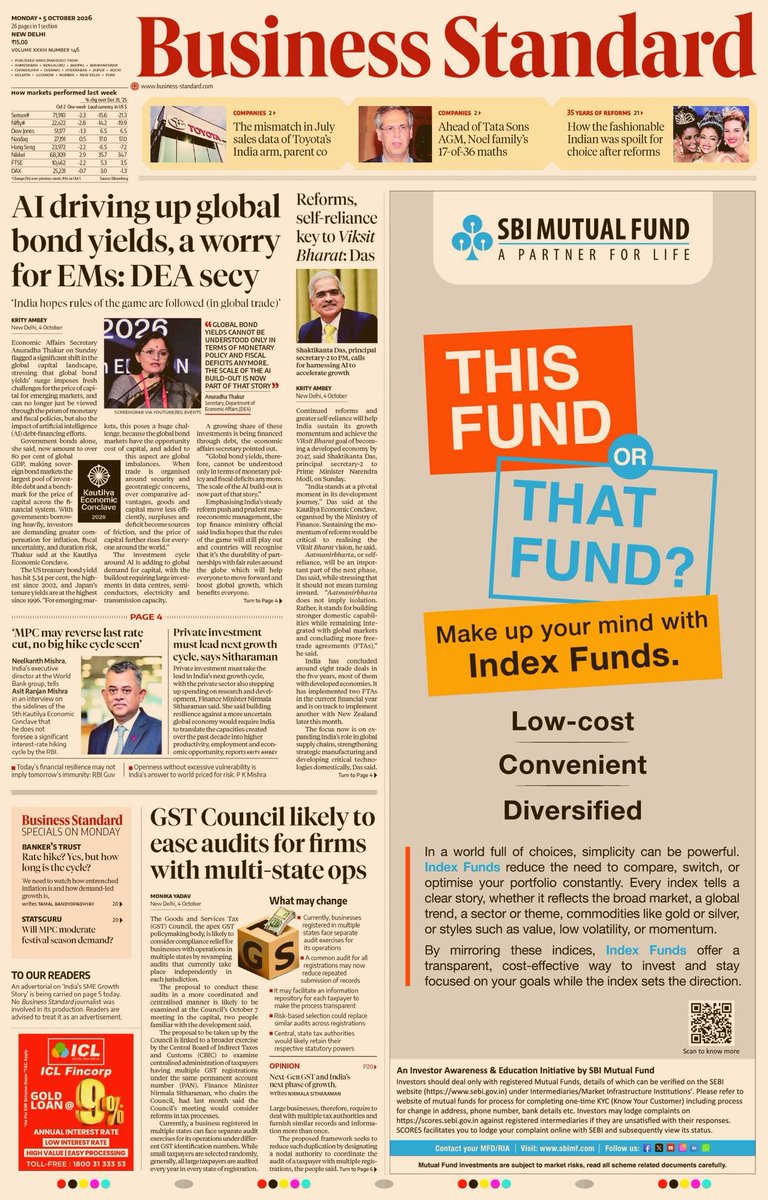 bsindia's tweet photo. Good morning!

This is what Business Standard's front page looks like today.

Read the stories on https://t.co/MvqwXCUTyP https://t.co/I6pjAD9OPi