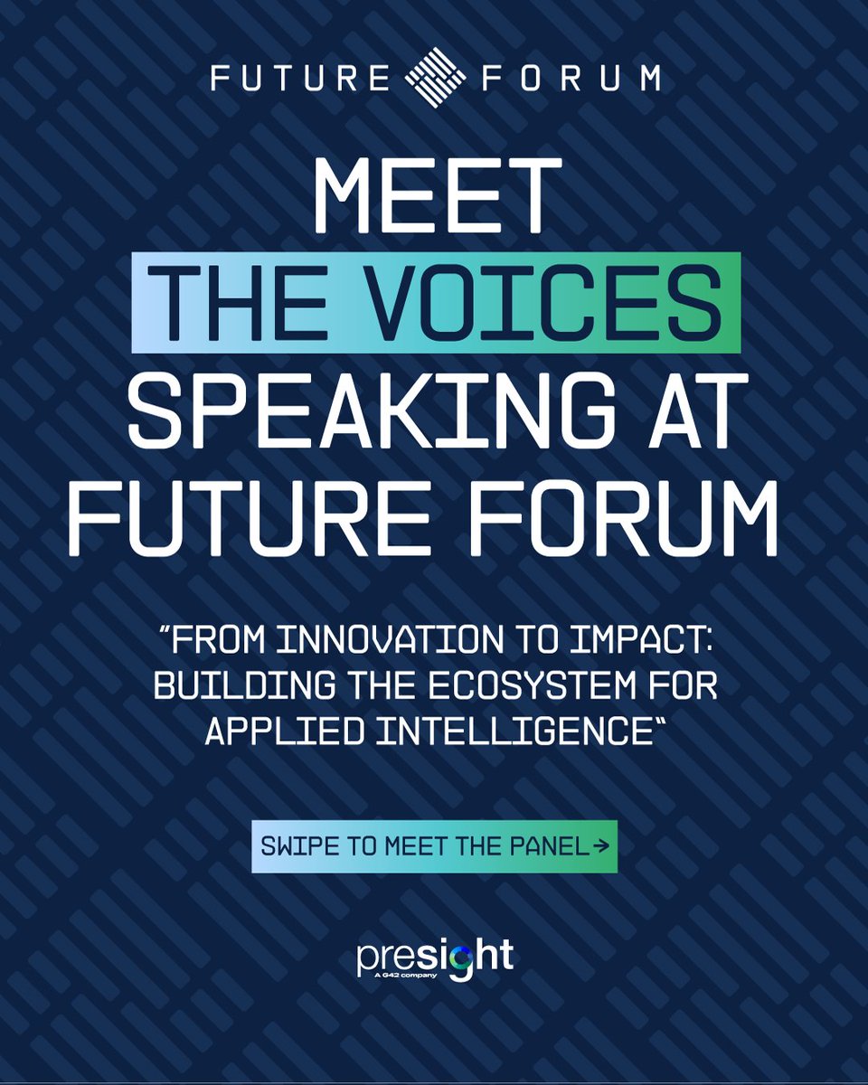 PresightAI's tweet photo. Breakthrough technology is only the beginning. At Future Forum, technology leaders, national champions and ecosystem partners will explore how partnerships move innovation beyond pilots into secure, trusted systems with the ability to scale.
#Presight https://t.co/9NjMvzwQBb