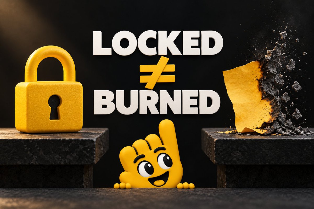 fansdotfun's tweet photo. Locked ≠ burned.

Graduation locks FANS, reducing circulating supply.
Buybacks and burns are a separate part of the model.
Different mechanisms. Different jobs. https://t.co/n8vz2b1cRG