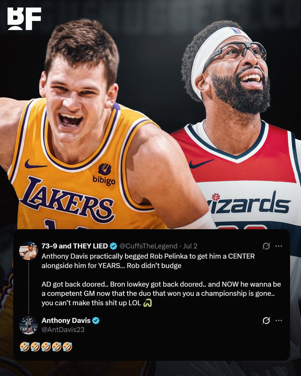 bballforever_'s tweet photo. Anthony Davis has revealed he “felt heavy” playing center during his final season with the Lakers and asked the team to bring in another big man.

Davis said he bulked up from his usual 250–255 pounds to around 265–268 pounds because he knew he’d be battling centers like Nikola Jokić and Joel Embiid.

He tried losing the weight during the season, but said doing so while playing heavy minutes was difficult.

Davis eventually asked the Lakers to add another big so he could move back to power forward.

Just weeks later, Davis was traded to Dallas for Luka Doncic.

Now the Lakers have paid $130M for a specialty center.

You can't write this stuff.