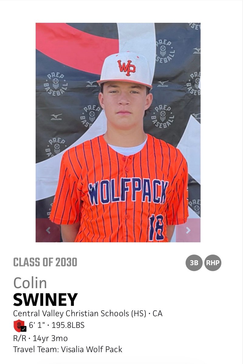 ColinSwiney18's tweet photo. Good baseline today at the @PrepBaseballCA Visalia Wolfpack Scout Day after being away from baseball for the last 2 months.

98.7 EV | 317’ Max Distance | 79.1 FB | 2,357 Slider Spin | 138 RH Grip

Excited to get back to work and see where the next 4 years take me. Grateful for the opportunity and ready to keep working toward my goal to become a college student/athlete

#ClassOf2030 #Baseball #KeepWorking @HankLoForte @PrepBaseballCA @Dsil22 @VisaliaWolfPack @CoachLaird7 @ChaseMcelree @CVC_Baseball @jacechambo @SilvaDusti70764 @CoachLaird7