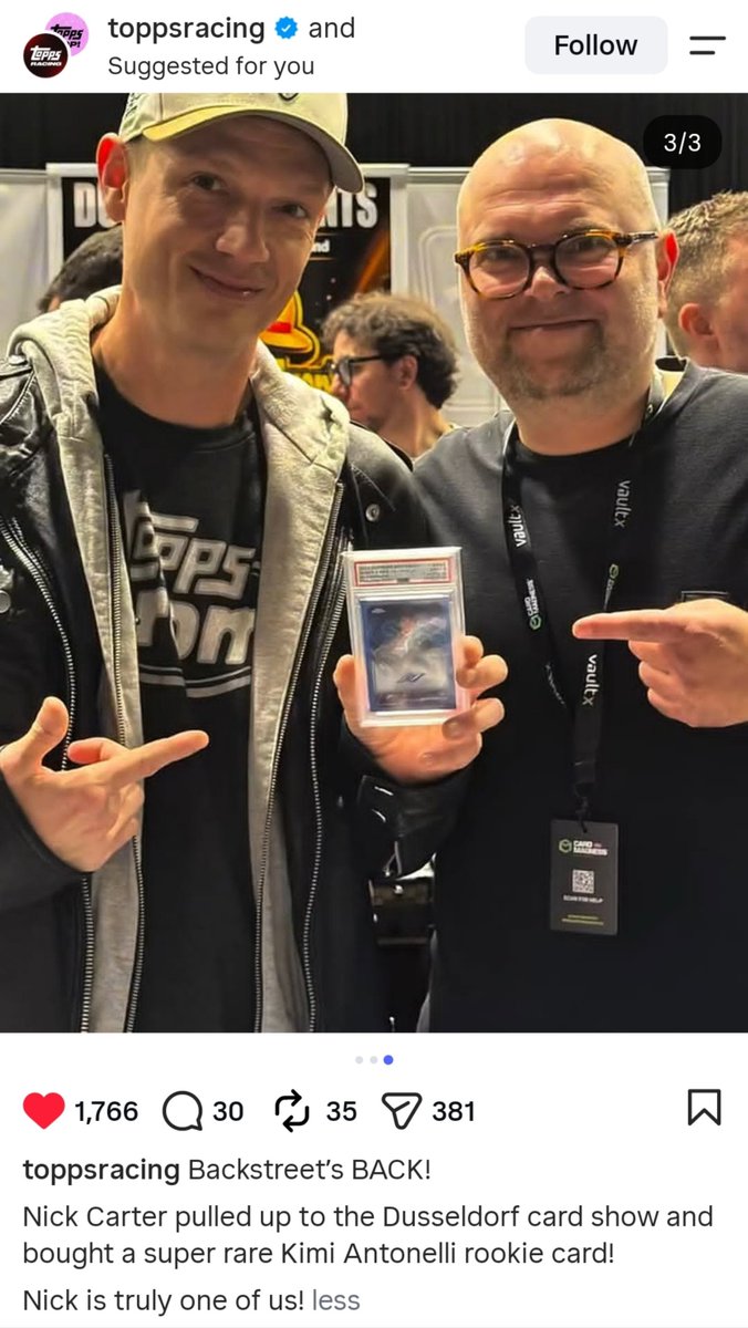 kimiforwdc's tweet photo. nick carter from backstreet boys bought super rare kimi rookie card lmao😭 https://t.co/fMLDr1mYls