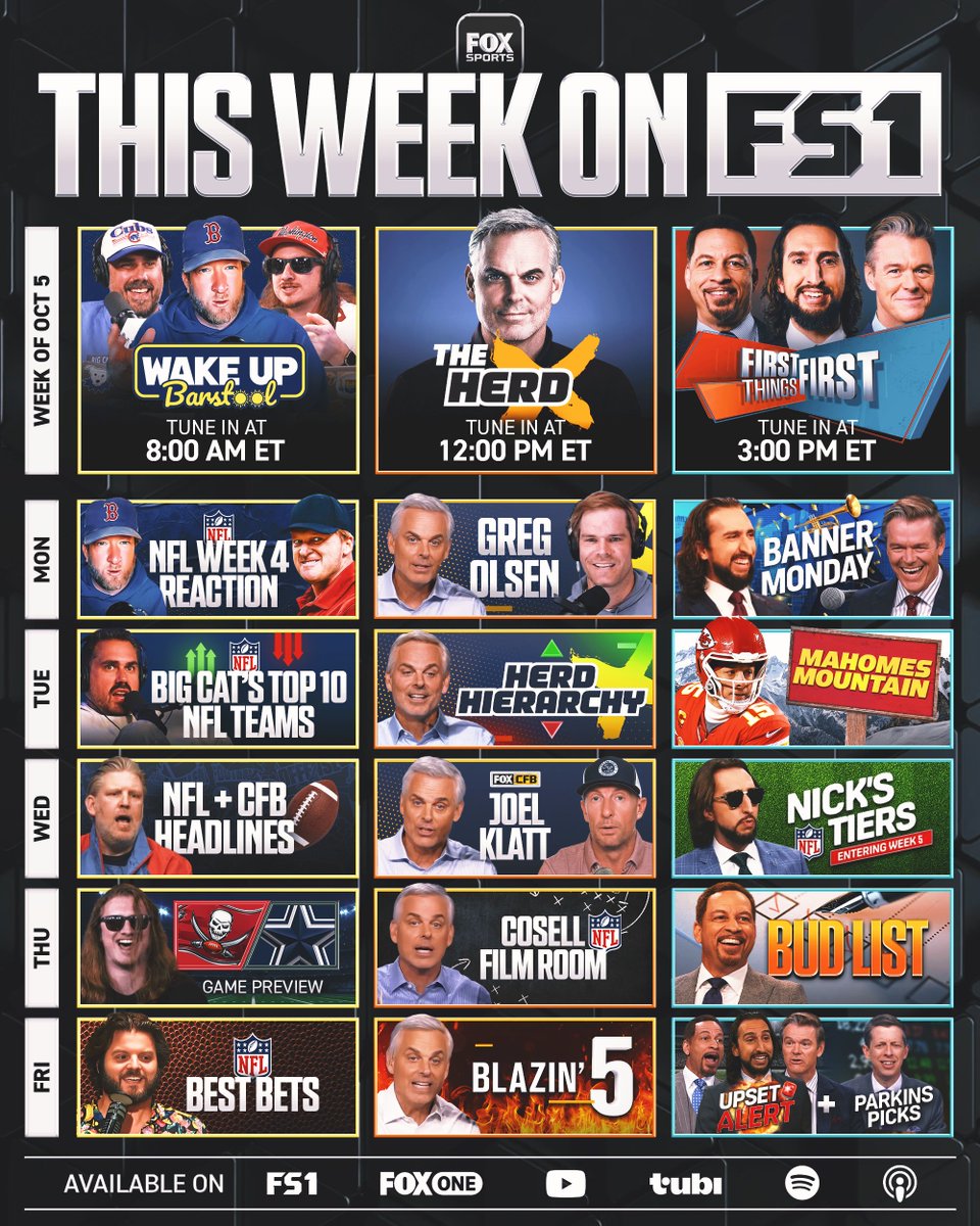 FS1's tweet photo. All things football, all week on FS1 🔥

@wakeupbarstool | @TheHerd | @FTFonFS1 https://t.co/5XWW6eQsEC