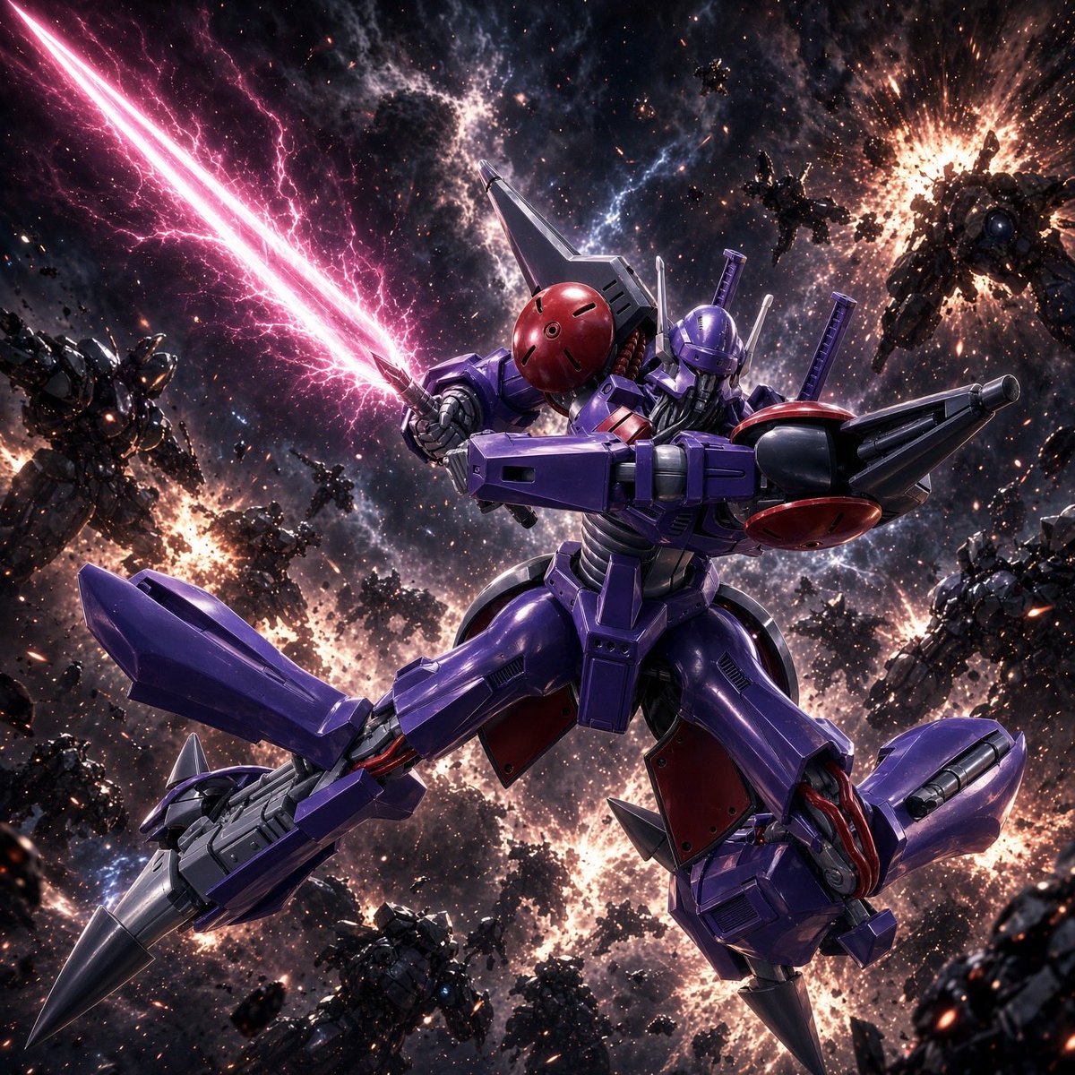 AVhkNFkXKF6hfYi's tweet photo. 滅ぼされたヤーマン一族のエルガイムや
ガイラムは、現存数はごくわずかです。

対してポセイダル軍側のバッシュと
グルーンは、比較的多く量産された
レプリカです。敵陣営のポセイダル側で
好きな機体が、その二機です。

バッシュは日本の鎧武者のような無骨さ、グルーンは中世期のコロセウムの剣闘士のような印象を受けます。

ギャブレーゆかりのバッシュ、リィリィが愛機としたグルーンをイメージした非公式AIファンアートです。

画像は非公式のAIファンアートです。劇中機・劇中人物そのものではありません。
#重戦機エルガイム #ヘビーメタル #AIイラスト #非公式ファンアート
#ギャブレット・ギャブレー
#リィリィ・ハッシー

(左端がバッシュ。真ん中がグルーン。
右端が、左がギャブレー。右がリィリィ。)