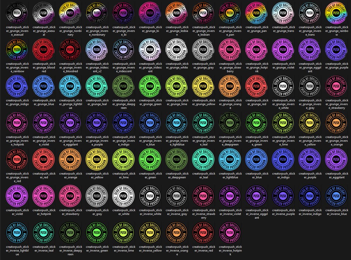 SeraphelleXO's tweet photo. 🚨 FREE ASSET ALERT! 🚨 

I took some time to create these #DBDCreatorPush stickers/badges that will be released for download on the website! I did as many as I could do in the time I had available as well as some special pride variants! These will be released sometime tomorrow!

Don't forget to check out all of the amazing creators pushing for the program: https://t.co/RAA8OGLjz2