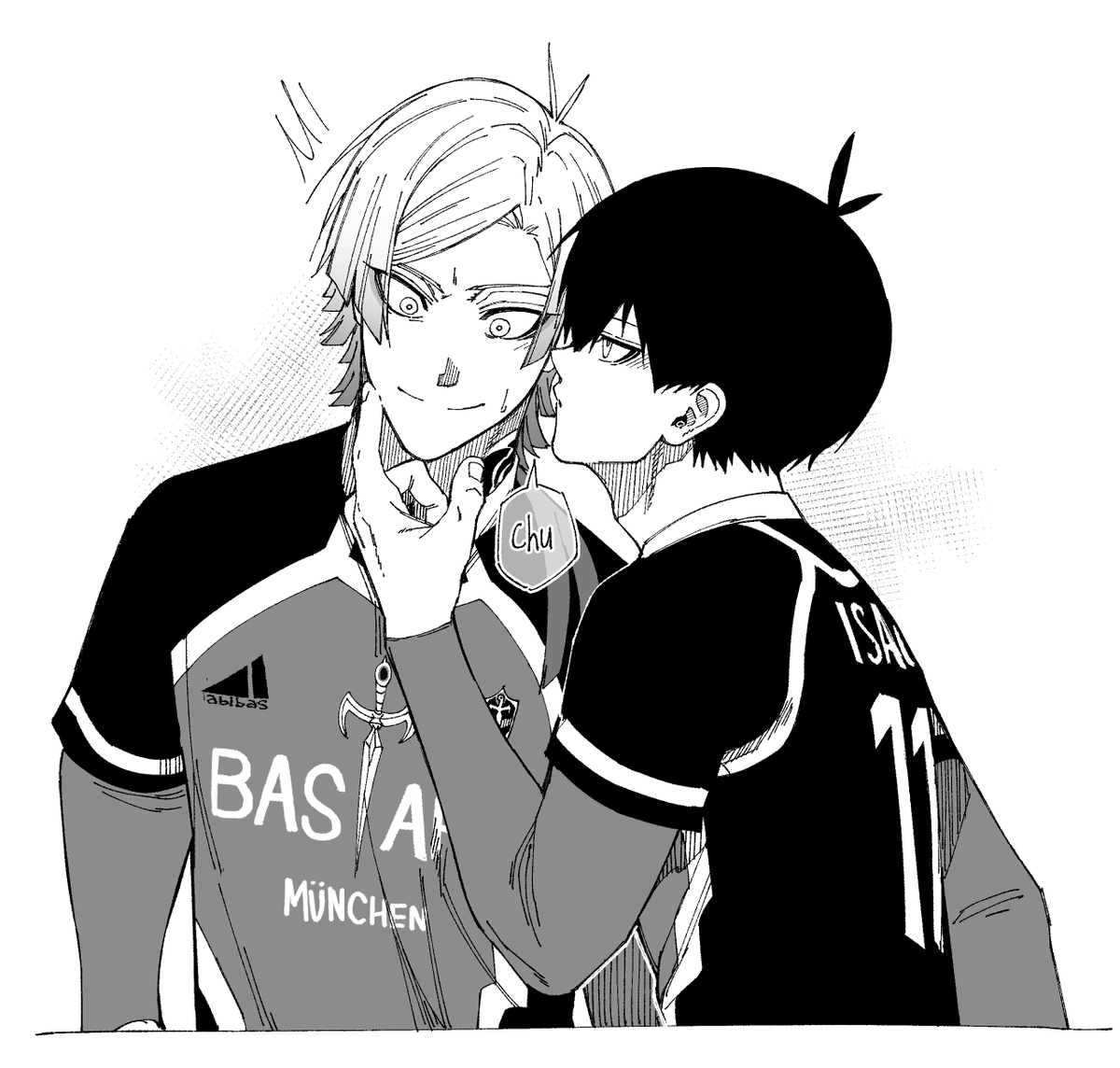 rrck__'s tweet photo. A whole month of Kaiser doing 'chu' to Isagi so I think it's about time he gets one back
kiis https://t.co/5QRMJ61w3H