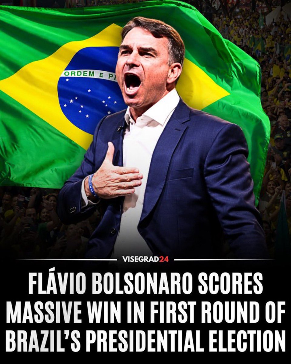 TrumpDailyPosts's tweet photo. Trump ally conservative Flavio Bolsonaro wins the first round in Brazil!

Make Brazil Great Again! 🇧🇷🇺🇸 https://t.co/7qK1QqQEvz