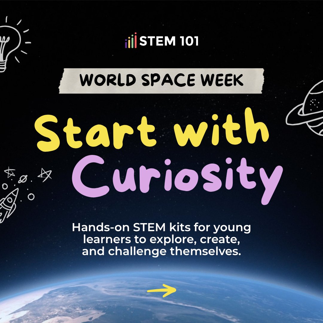 STEM101's tweet photo. 𝗬𝗼𝘂 𝗱𝗼𝗻’𝘁 𝗵𝗮𝘃𝗲 𝘁𝗼 𝗴𝗼 𝘁𝗼 𝘀𝗽𝗮𝗰𝗲 𝘁𝗼 𝘀𝘁𝗮𝗿𝘁 𝘆𝗼𝘂𝗿 𝗺𝗶𝘀𝘀𝗶𝗼𝗻. 🚀

This World Space Week, bring the excitement of exploration into your homeschool.

STEM 101 kits give students hands-on opportunities to build, experiment, and put STEM concepts into action through projects they can complete at home.

Their next mission starts here.
Explore STEM 101 kits: https://t.co/oHdN471tWu

#WorldSpaceWeek #STEMEducation #Homeschool #STEMActivities #HandsOnLearning