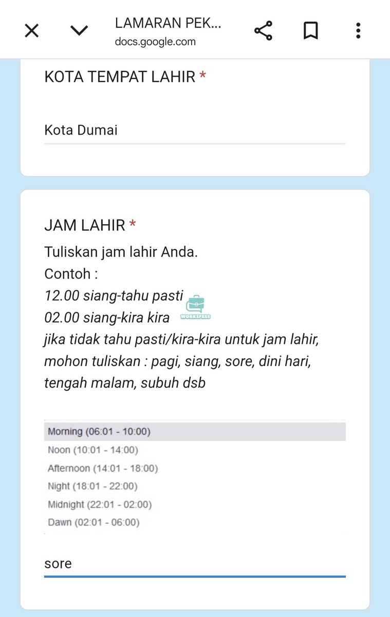 worksfess's tweet photo. work! guys, lamar pekerjaan sampe ditanya jam lahir tuh wajar/normal ga sih??? buat apa ya kira²?? https://t.co/TaE4NDQo9m