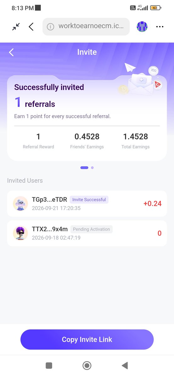 PrimordialPdn's tweet photo. 🔥 The Work To Earn Referral System is LIVE!

💰 1 Point = 1 TRX

🚀 Withdraw with just 2 Points!

👥 Invite + Check In + Complete Tasks

Earn Points every day and keep accumulating TRX!

👇Join Work To Earn Now https://t.co/S4XwWrdH0k 

#WorkToEarn #TRX #Web3 #Airdrop #Crypto https://t.co/IOU12a63l0