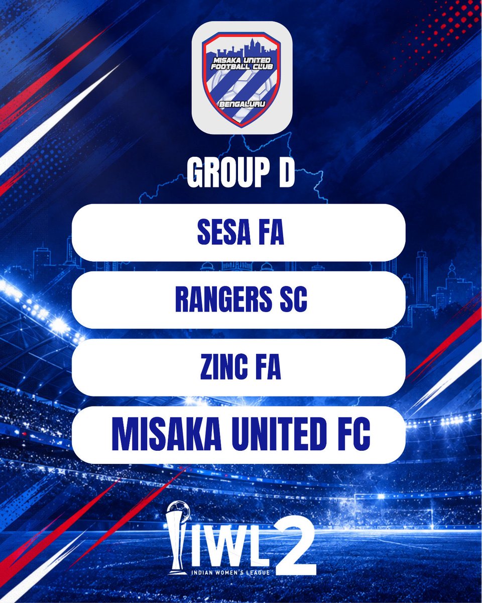 MisakaUnitedFC's tweet photo. GOA, HERE WE COME 🔥🔵🔴⚽️
🏟️ Duler Stadium
#GoMisaka #IWL2 #GroupStage #WomensFootball #IndianFootball https://t.co/DmgO6O721e