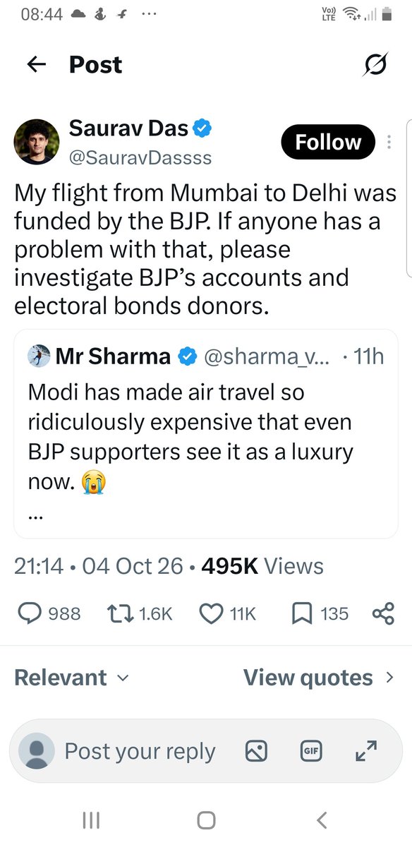 RaviSatija5's tweet photo. @SauravDassss 

No one has any problem except you gandhi nali ke Tilchatyey/cockroach. https://t.co/cEwLogy1ez