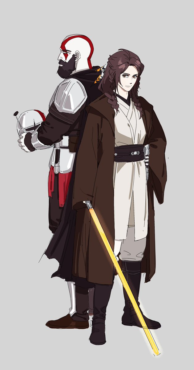 BUGAK1109's tweet photo. star wars au! kratos and freya
#godofwar https://t.co/oTpKdEIBZR