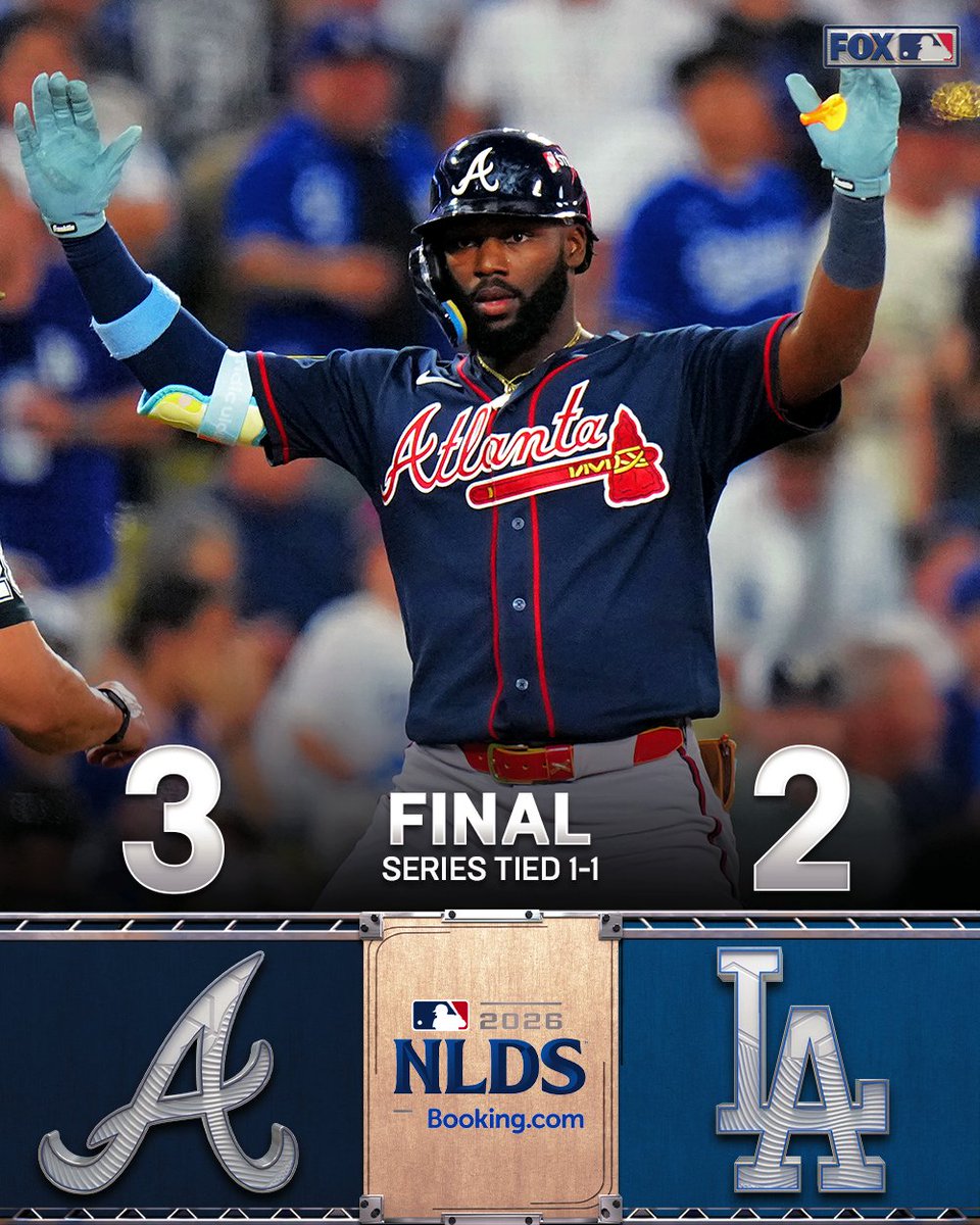 MLBONFOX's tweet photo. The Braves send this series to Atlanta all tied up! https://t.co/7swNoasgof