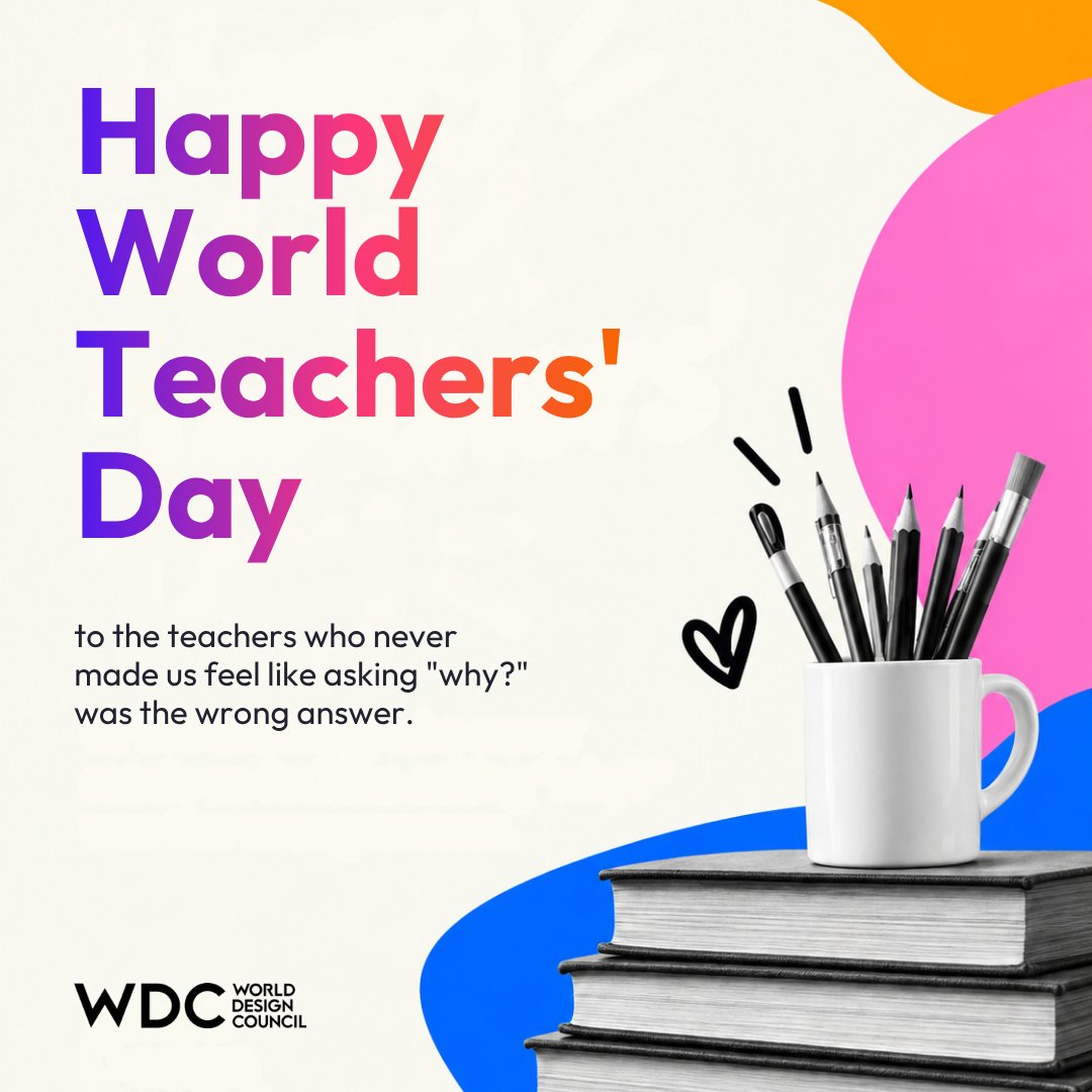 DesignCouncilUK's tweet photo. This World Teachers’ Day, we celebrate the teachers who taught us that “why?” is never the wrong question.
#WorldTeachersDay #DesignThinking #CreativeThinking https://t.co/ax0l6KiIcI