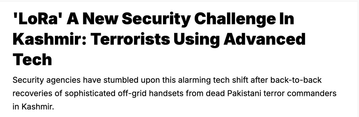 aravind's tweet photo. Again saying - India must invest in developing new tech to disrupt dangerous tech like LoRa and de-centralized messaging via low power radio. 

Both will be used by the DS networks to destabilize India. Knee-jerk bans are useless solutions that won't deter terrorists or anarchists. Tech is evolving very fast. 

Delaying massive investments in state funding of R&D believing private sector will take care will prove costly for the nation.
