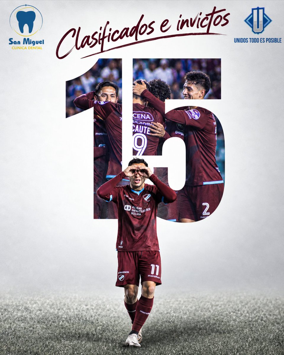 UTEP1925's tweet photo. Y la Academia va…‼️

1️⃣5️⃣ partidos sin conocer la derrota entre Copa Bolivia y Liga. 💪

El ➕️ Grande ganó en Sucre y todos sonreímos junto a *Clínica Dental San Miguel.* 😁💙

*Porque verse bien es sentirse bien.* 🦷✨
 
📲 https://t.co/4XqLT2HEvU https://t.co/yrETp3knuA