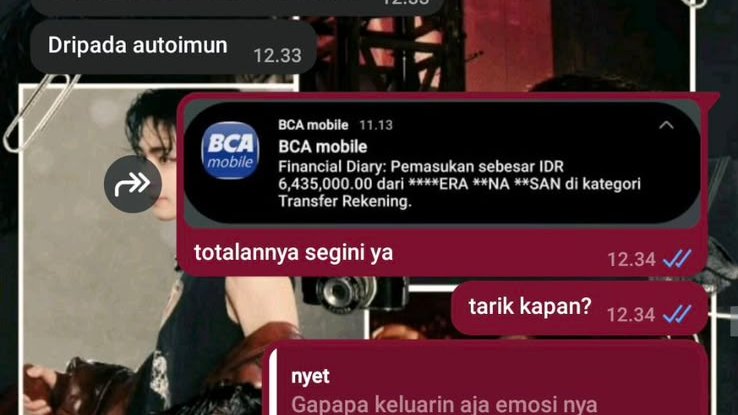 suoeur's tweet photo. supaya konteksnya jelas, kami mulai dari awal.
dari bukti chat yang kami terima, yang bersangkutan mengaku sedang membutuhkan uang dan kemudian melibatkan nama project/donasi byjohfams dalam ceritanya.

padahal, seperti yang sudah gua jelaskan di tweet sebelumnya, tidak ada permintaan donasi tambahan dari pihak kami pada saat kejadian ini. Dan
jadi sejak awal, nama project kami sudah dibawa ke dalam urusan pribadi yang sama sekali tidak berkaitan dengan kegiatan byjohfams.

[18 september 2026]
pada pukul 11.13 wib, terdapat pencairan spinjam sebesar Rp6.500.000. setelah dipotong biaya pencairan sebesar Rp65.000, dana yang benar-benar masuk adalah Rp6.435.000.

setelah dana tersebut masuk ke rekening N, N baru mengetahui bahwa ada pencairan spinjam yang tidak pernah ia lakukan.

bukti pencairan, mutasi rekening, nominal, serta waktu transaksi kami lampirkan di bawah ini. (chat N dan Zahra)