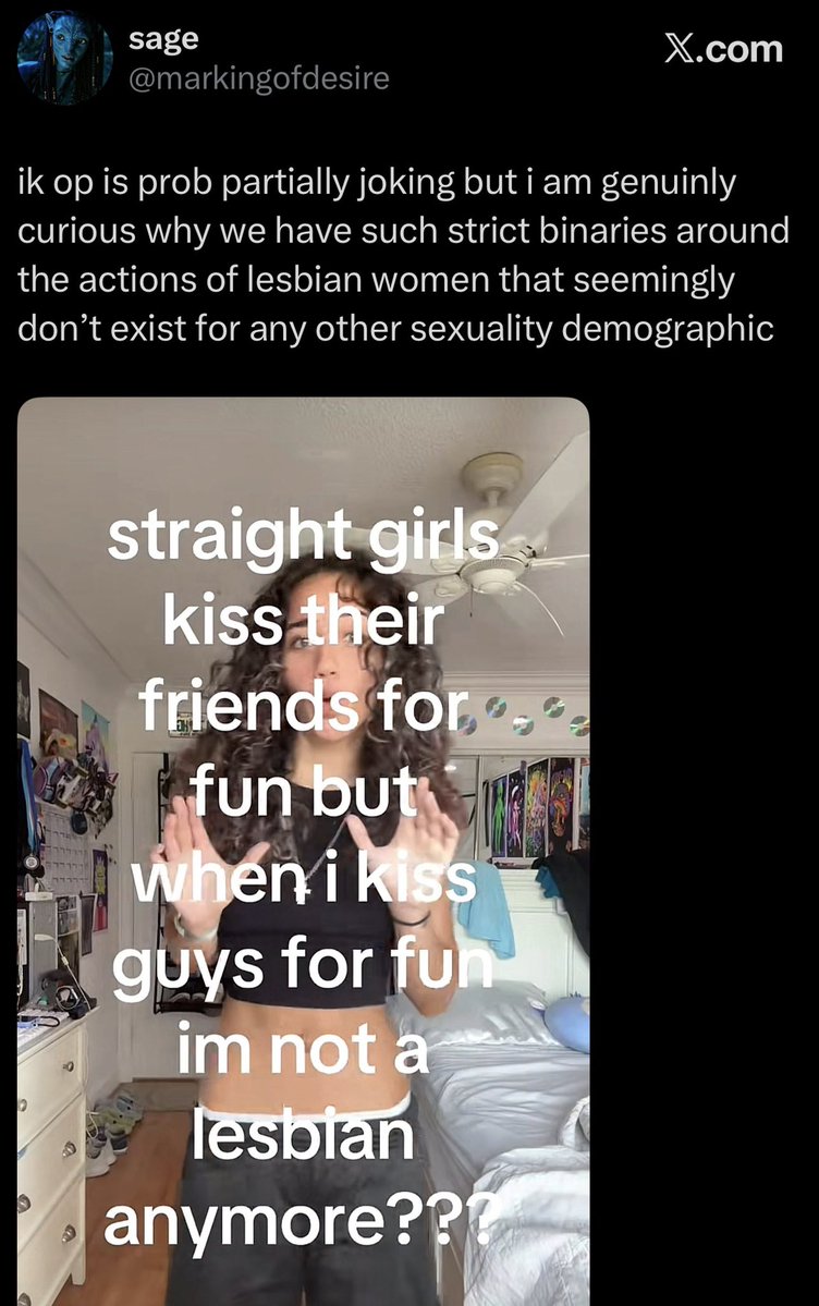 markingofdesire's tweet photo. my conclusion with this tweet; living in a male centered society, the behaviors of people exclusively attracted to women (het men and lesbian women) are constantly under scrutiny and the tiniest actions are associated with inherent male attraction. https://t.co/ghoFBG7Q6K