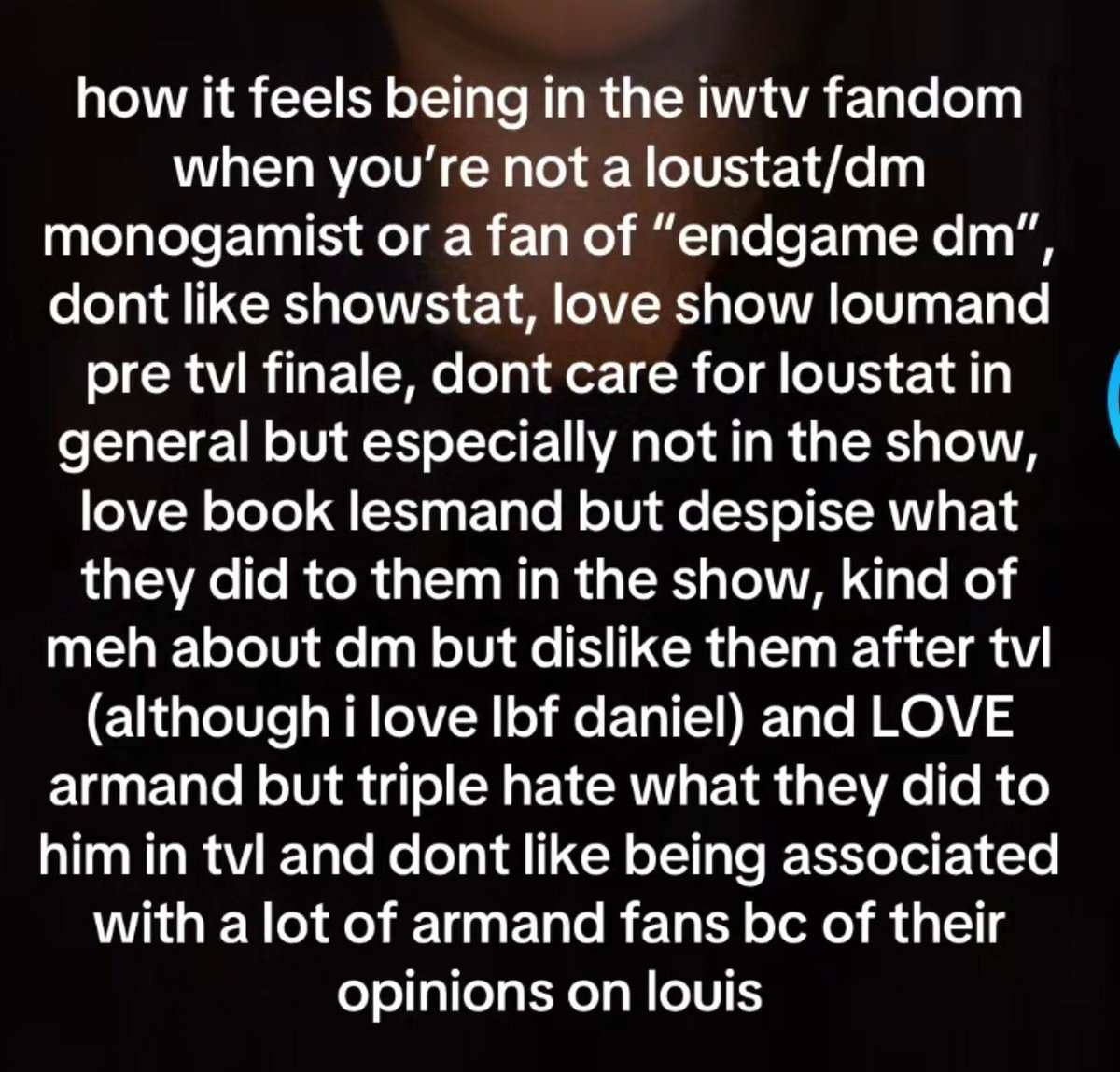 lestatdoll's tweet photo. y'all literally don't like anything. i get not liking certain things about tvl. characters, ships, story choices, etc. because there are definitely things worth criticizing. but when you dislike basically EVERYTHING… what did you even enjoy??? that sounds exhausting lmao. https://t.co/o973VrV35f