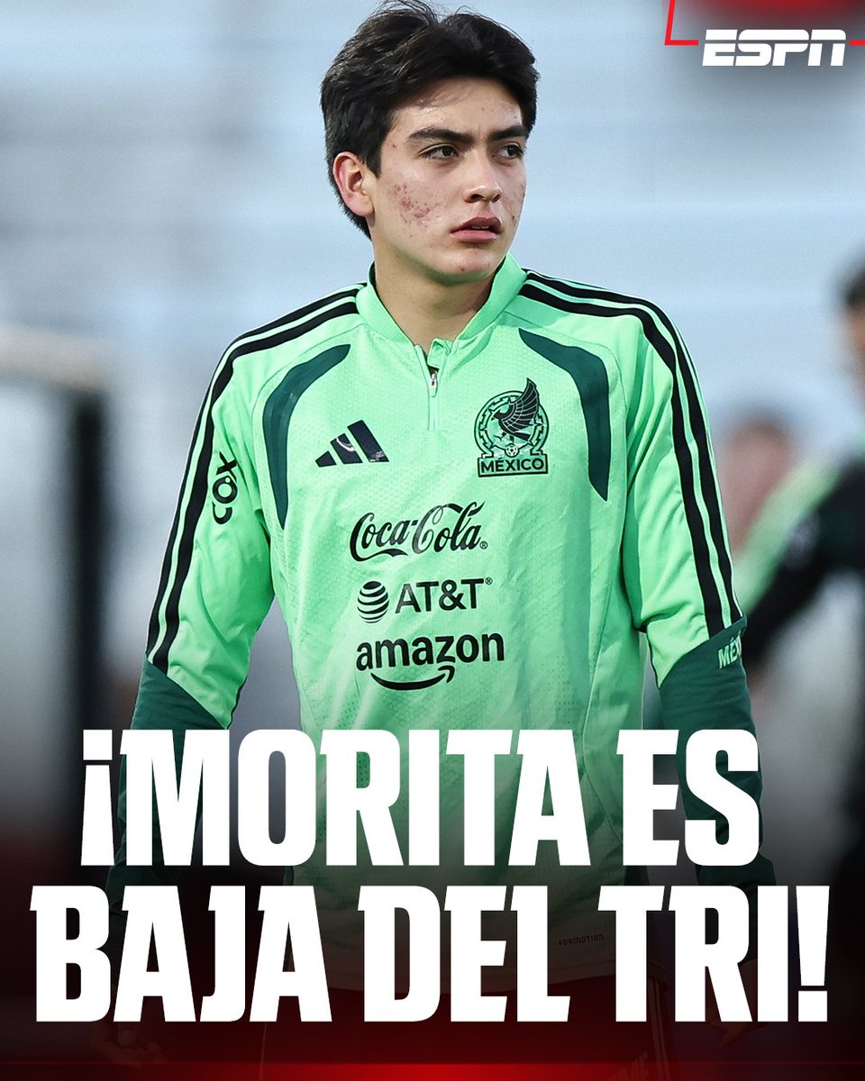 ESPNmx's tweet photo. ¡MORITA DEJA LA CONCENTRACIÓN DEL TRI! 🇲🇽

La Selección Mexicana informa que Gilberto Mora causa baja por molestias físicas y no estará ante Chile. 

🟥 Mateo Chávez es baja por expulsión. https://t.co/AtkI8xYmcr
