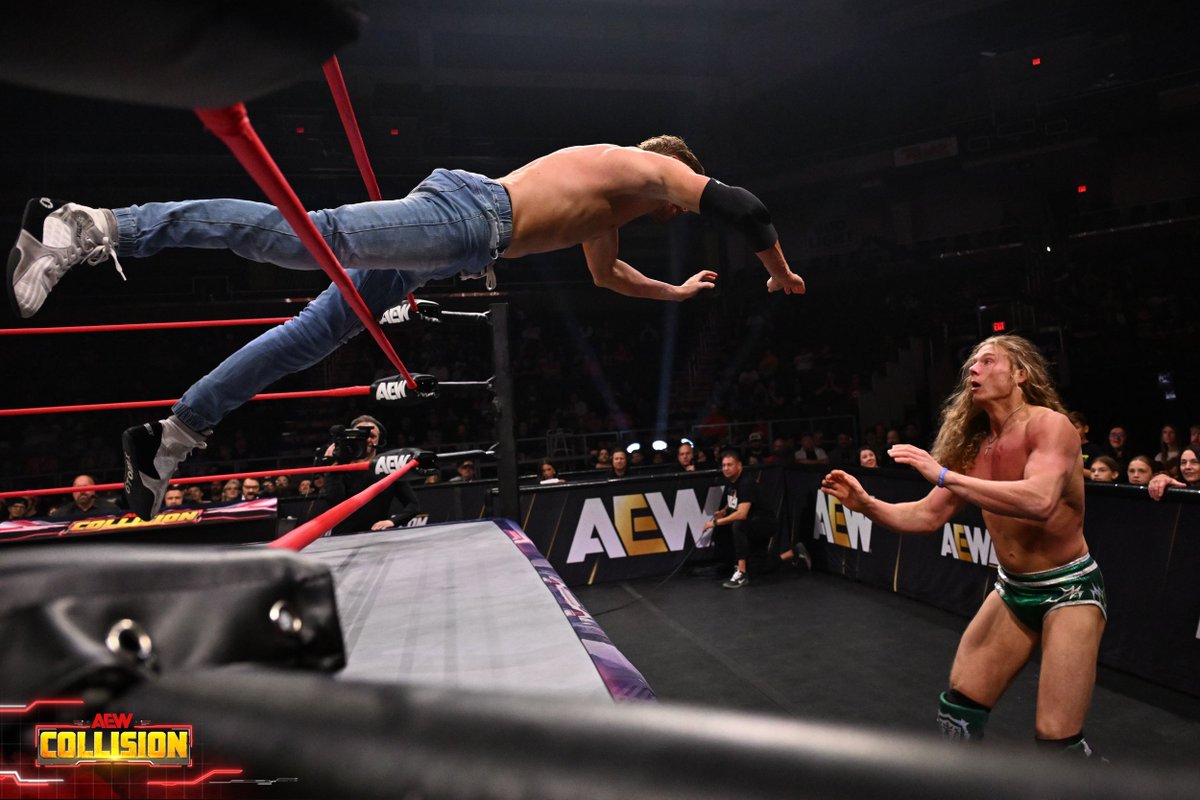 AEW's tweet photo. New jackets, efficient victory! The Conglomeration made quick work of SoloRoto &amp; Griff Garrison!
Watch the #AEWCollision replay on HBO Max! https://t.co/LGOyw8BRLj
