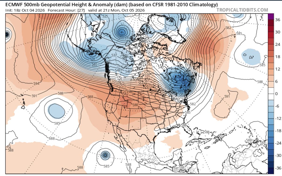 FirstinWeather's tweet photo. Beautiful weather in store for the Mid-Atlantic the next week as a trough dives down from Canada, bringing lower dewpoints and cool overnight lows with it. Great weather for fall foliage acceleration! https://t.co/nom0XJ7BV7