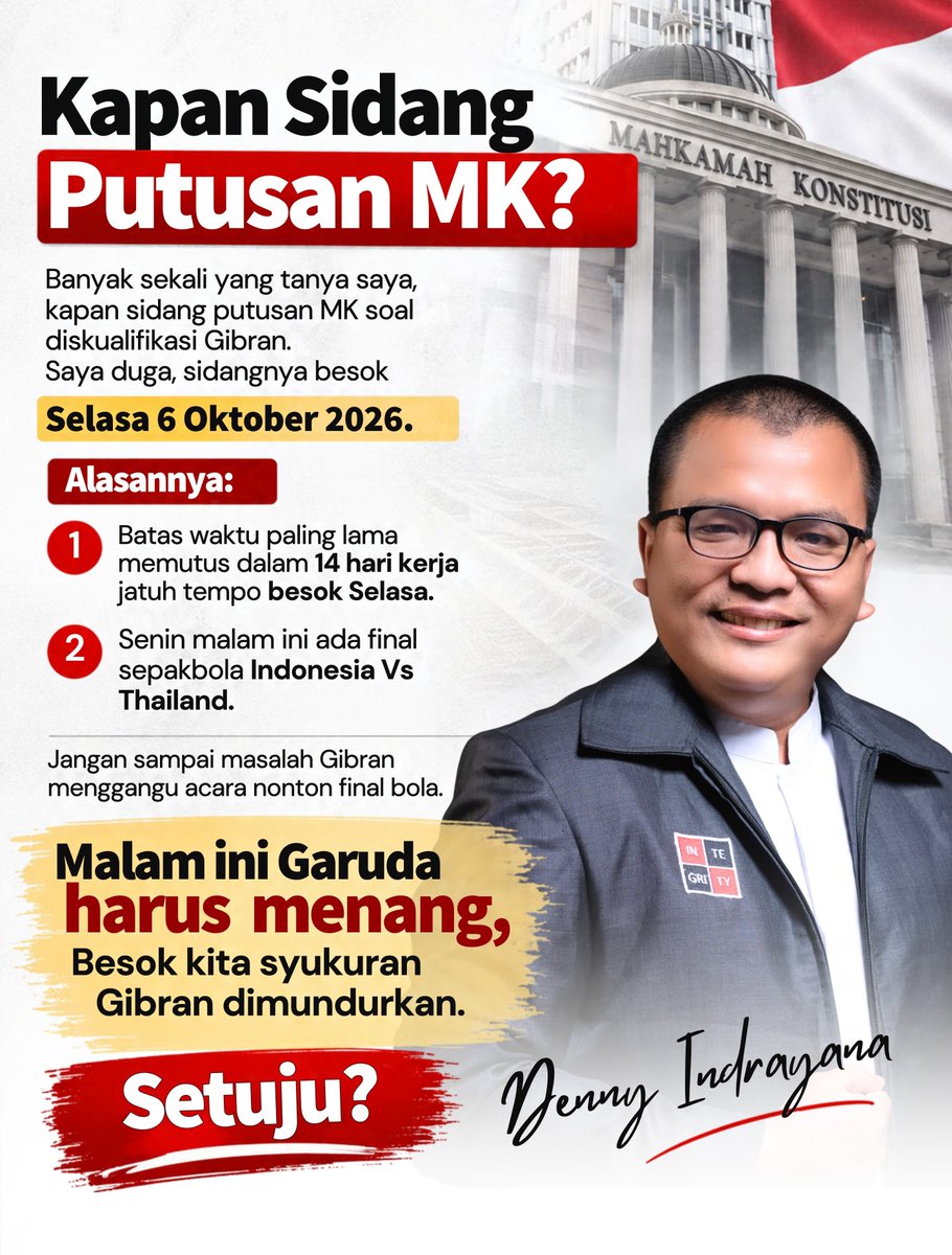 dennyindrayana's tweet photo. Kapan Sidang Putusan MK? https://t.co/XiCSnGNflm